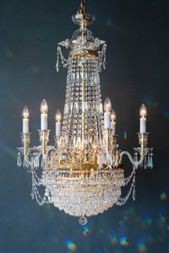 Pair Chandelier Crystal Montgolfièr Empire Sac a Pearl Lustre Lighting Set