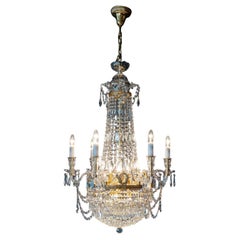 Paire de lustres Empire Montgolfière Sac de Perle Lustre en cristal