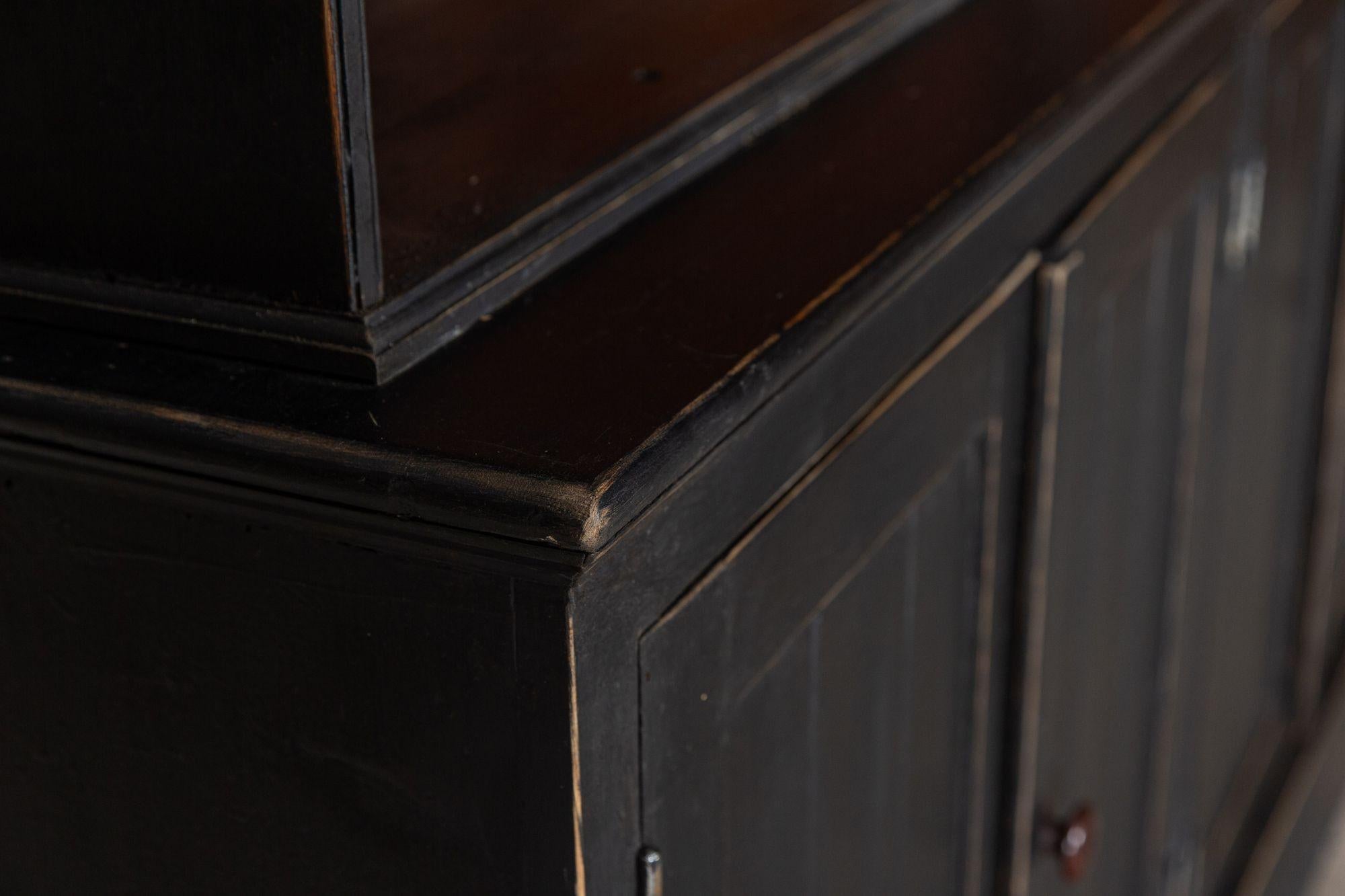 Pair Monumental English Ebonised Bookcase / Display Cabinets For Sale 5