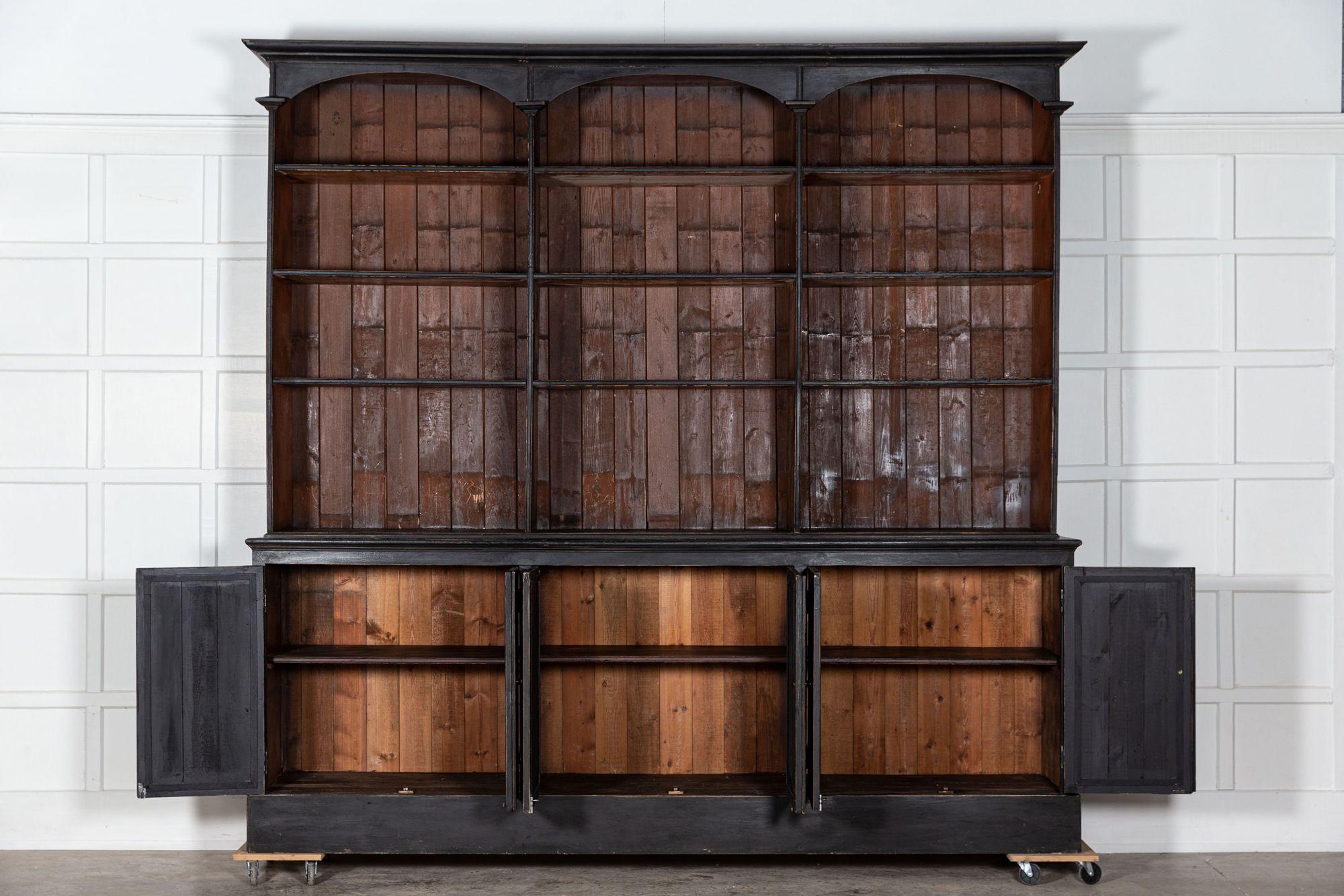 Monumental English Ebonised Bookcase / Display Cabinet For Sale 9