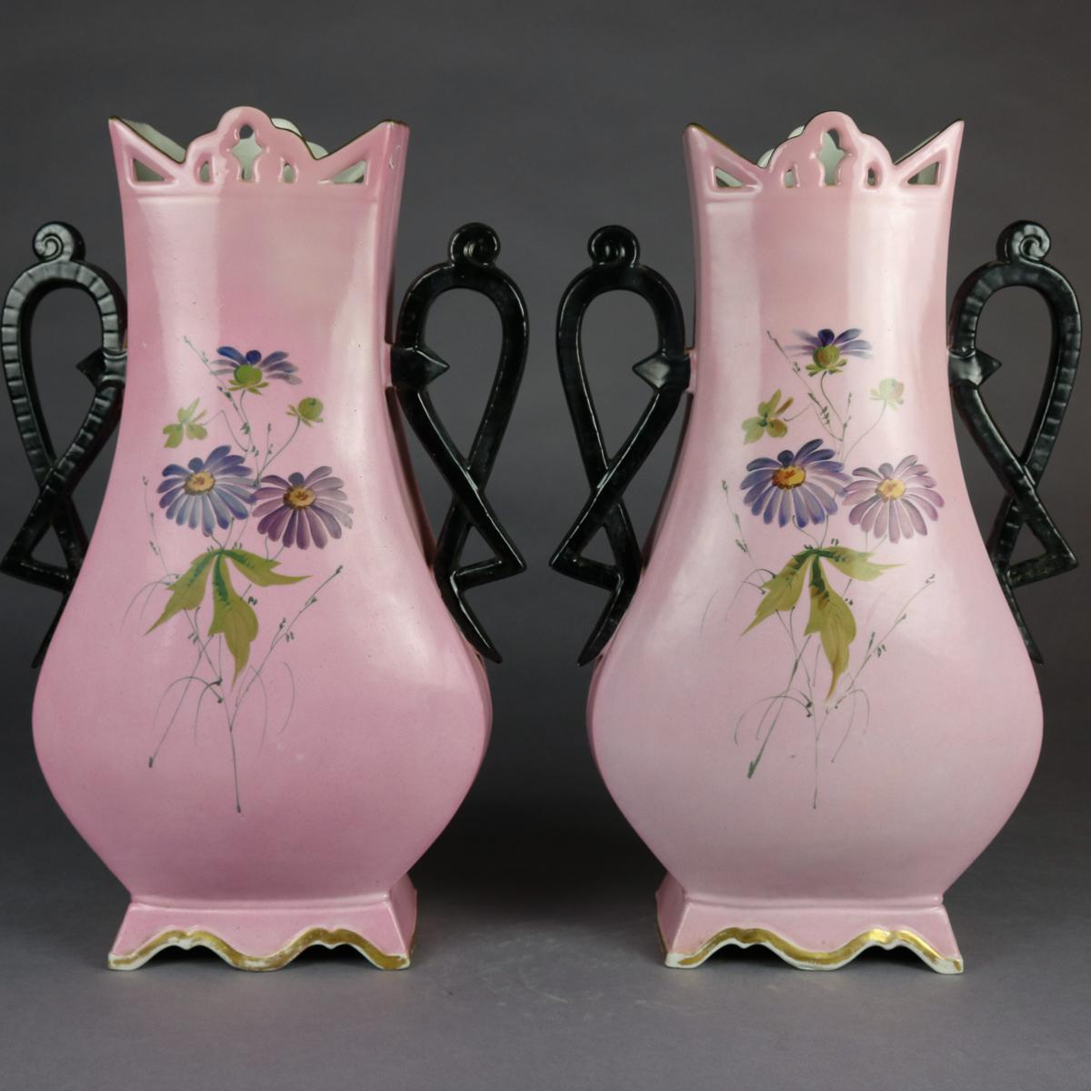 Pair of Monumental Antique French Figural Porcelain Pictorial Old Paris Vases 2