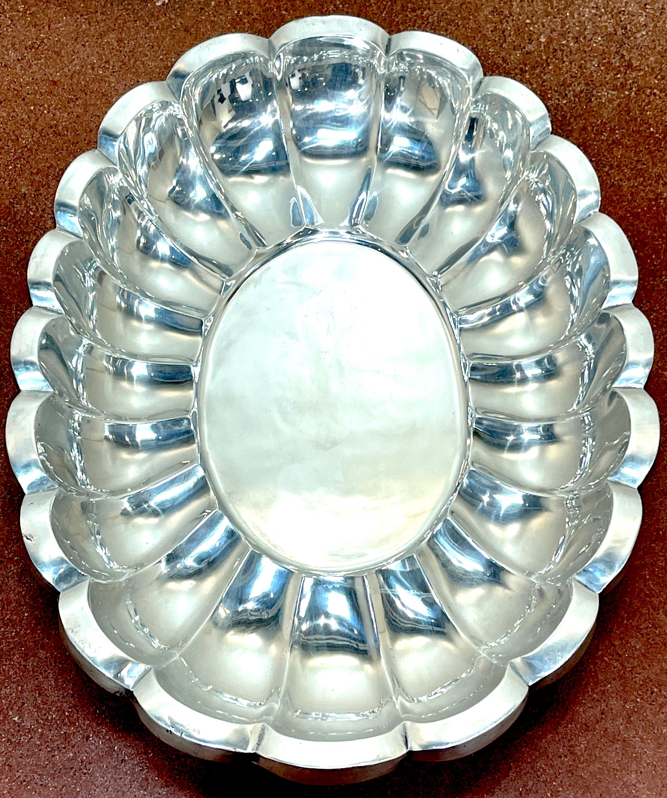 Aluminum Pair Monumental Arthur Court Neoclassical / Southwest Style Oval Salvers/Trays For Sale