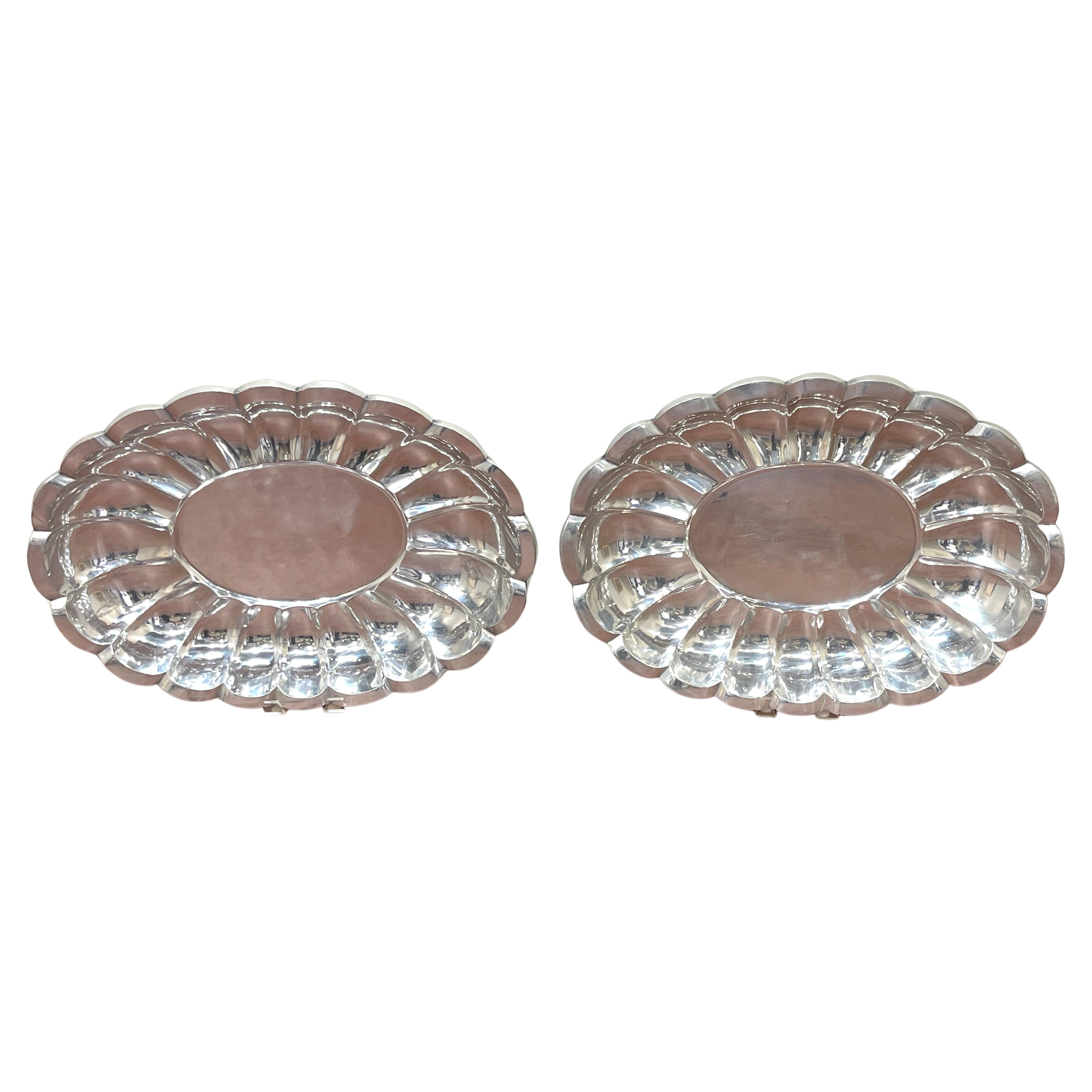 Pair Monumental Arthur Court Neoclassical / Southwest Style Oval Salvers/Trays For Sale