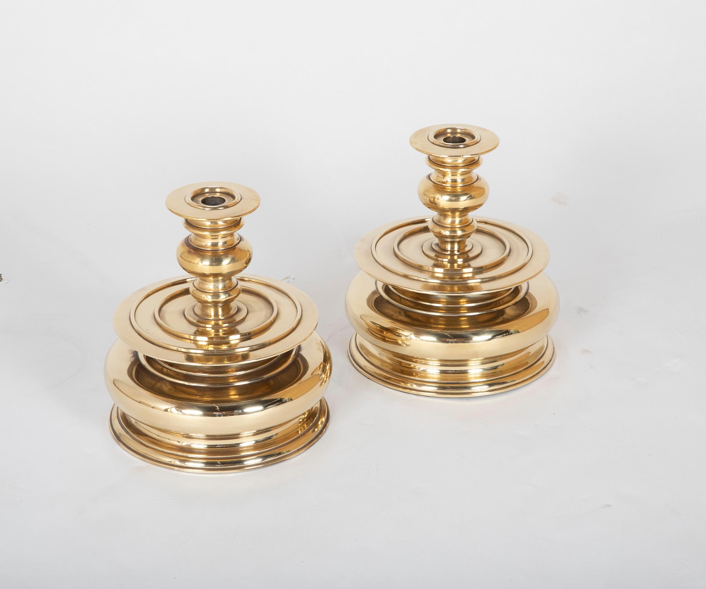 American Pair of Monumental Brass Hurricane Lamps by Chapman