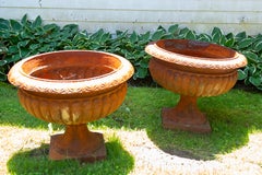 19th Century American Cast Iron Urn Planters, Good Condition
