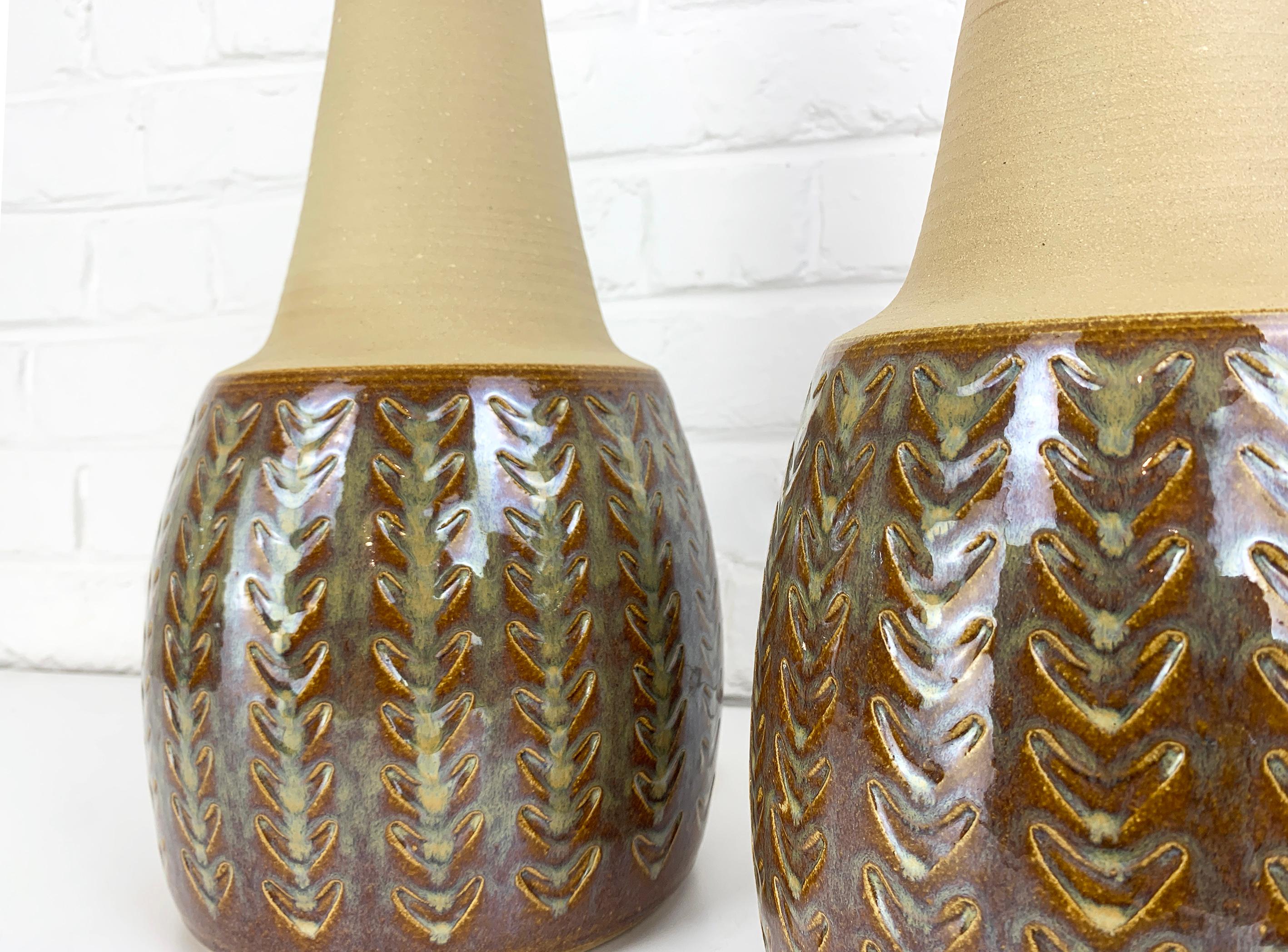 Pair Monumental Danish Søholm Stentøj Stoneware Mid-Century lamps Denmark 1960s 3