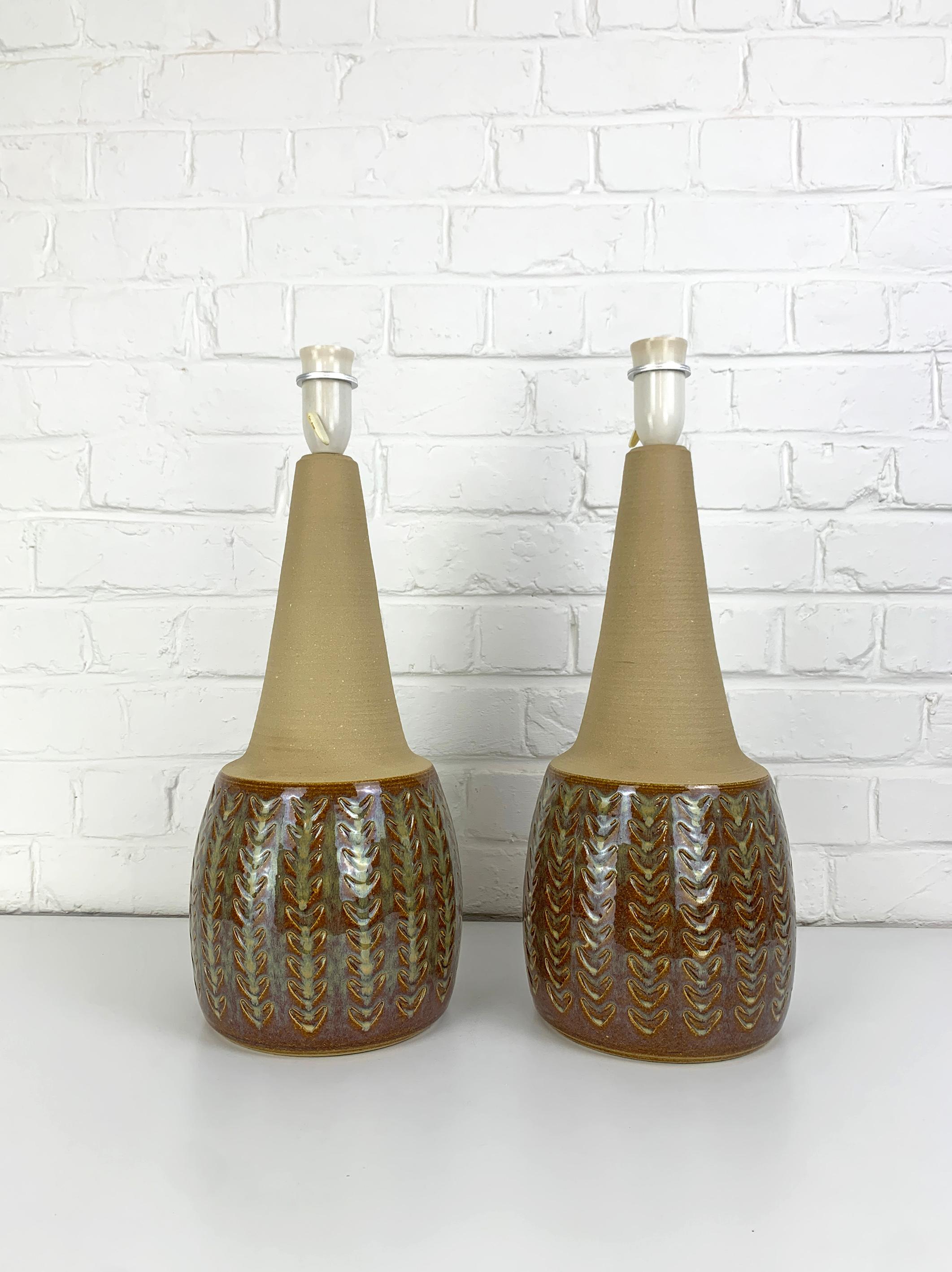 Pair Monumental Danish Søholm Stentøj Stoneware Mid-Century lamps Denmark 1960s 6
