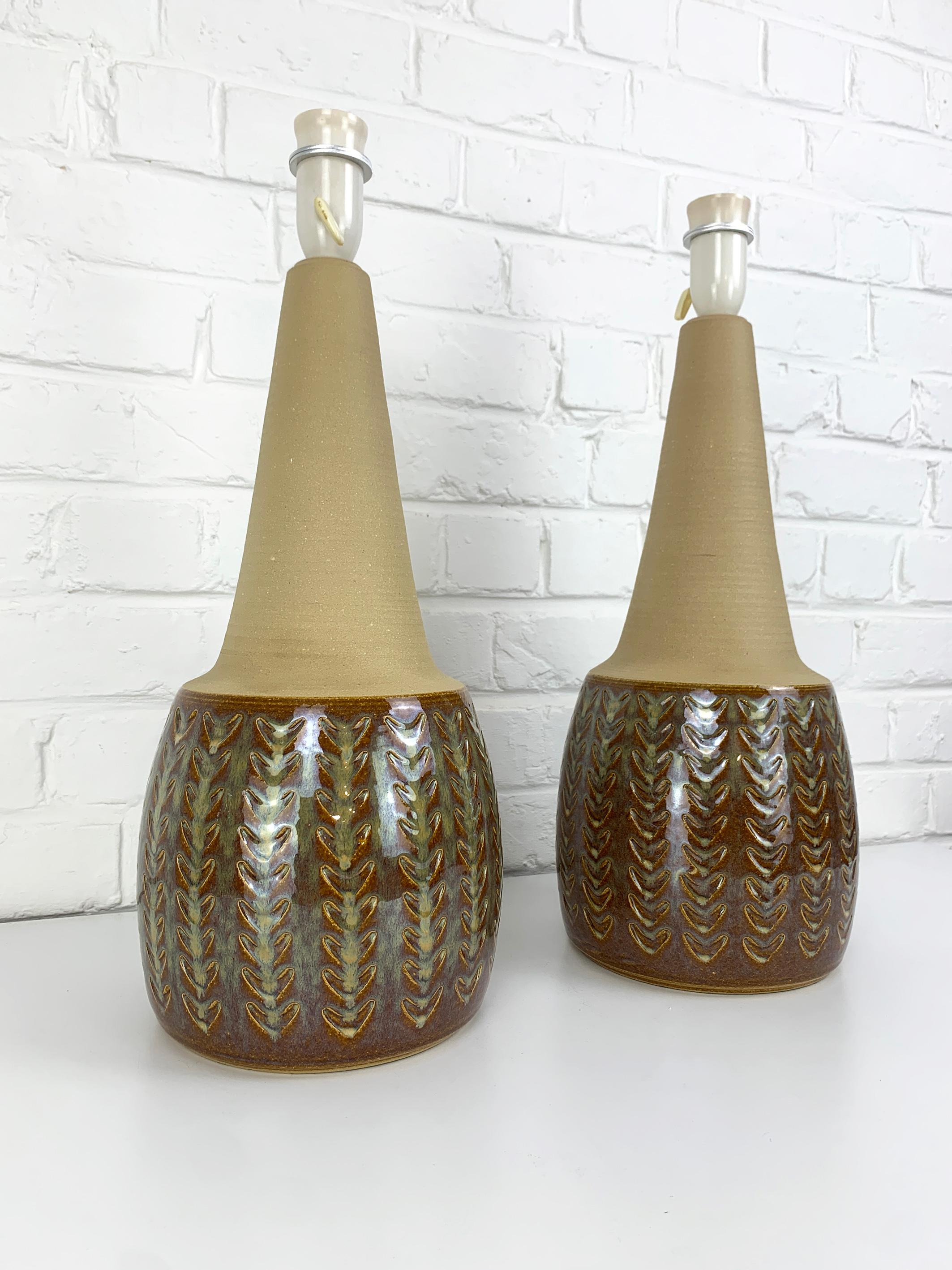 Pair Monumental Danish Søholm Stentøj Stoneware Mid-Century lamps Denmark 1960s 7
