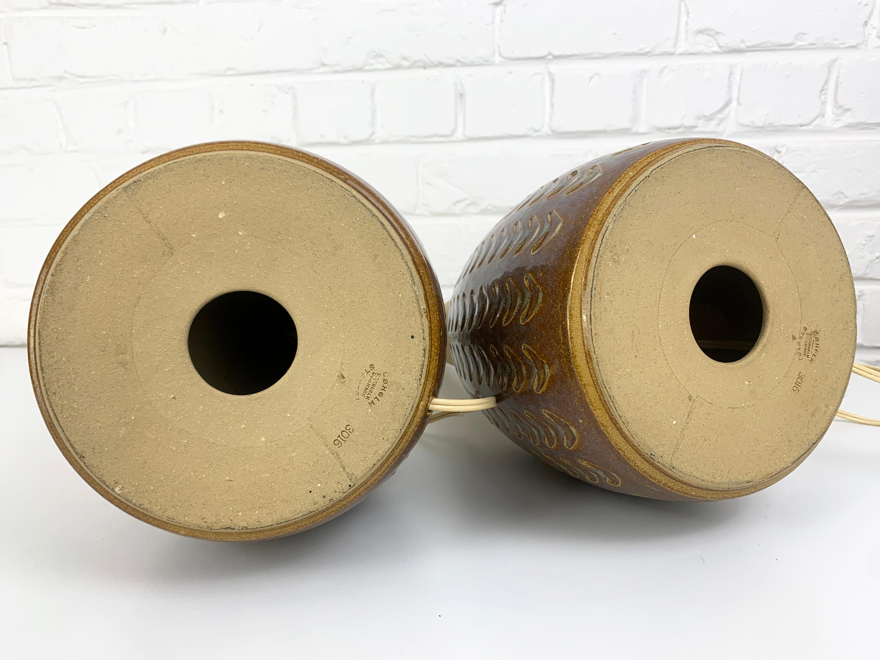 Pair Monumental Danish Søholm Stentøj Stoneware Mid-Century lamps Denmark 1960s 8