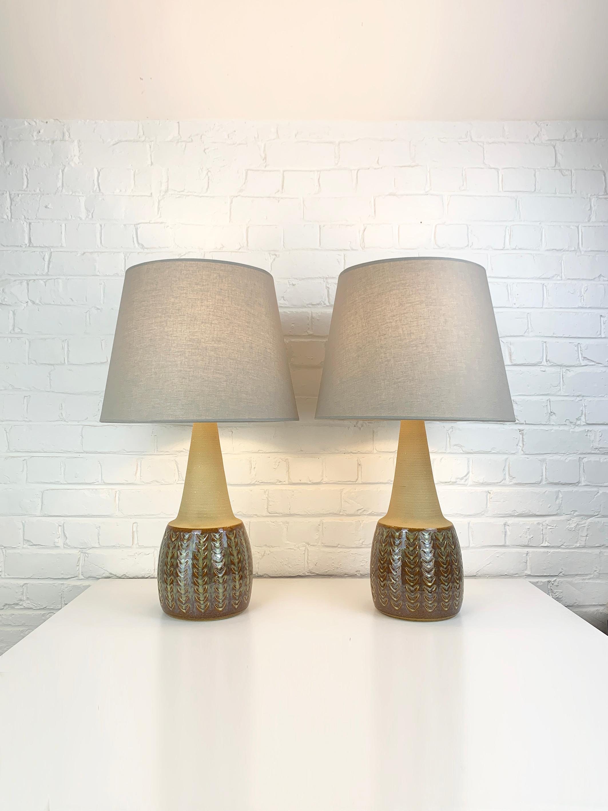 Scandinavian Modern Pair Monumental Danish Søholm Stentøj Stoneware Mid-Century lamps Denmark 1960s