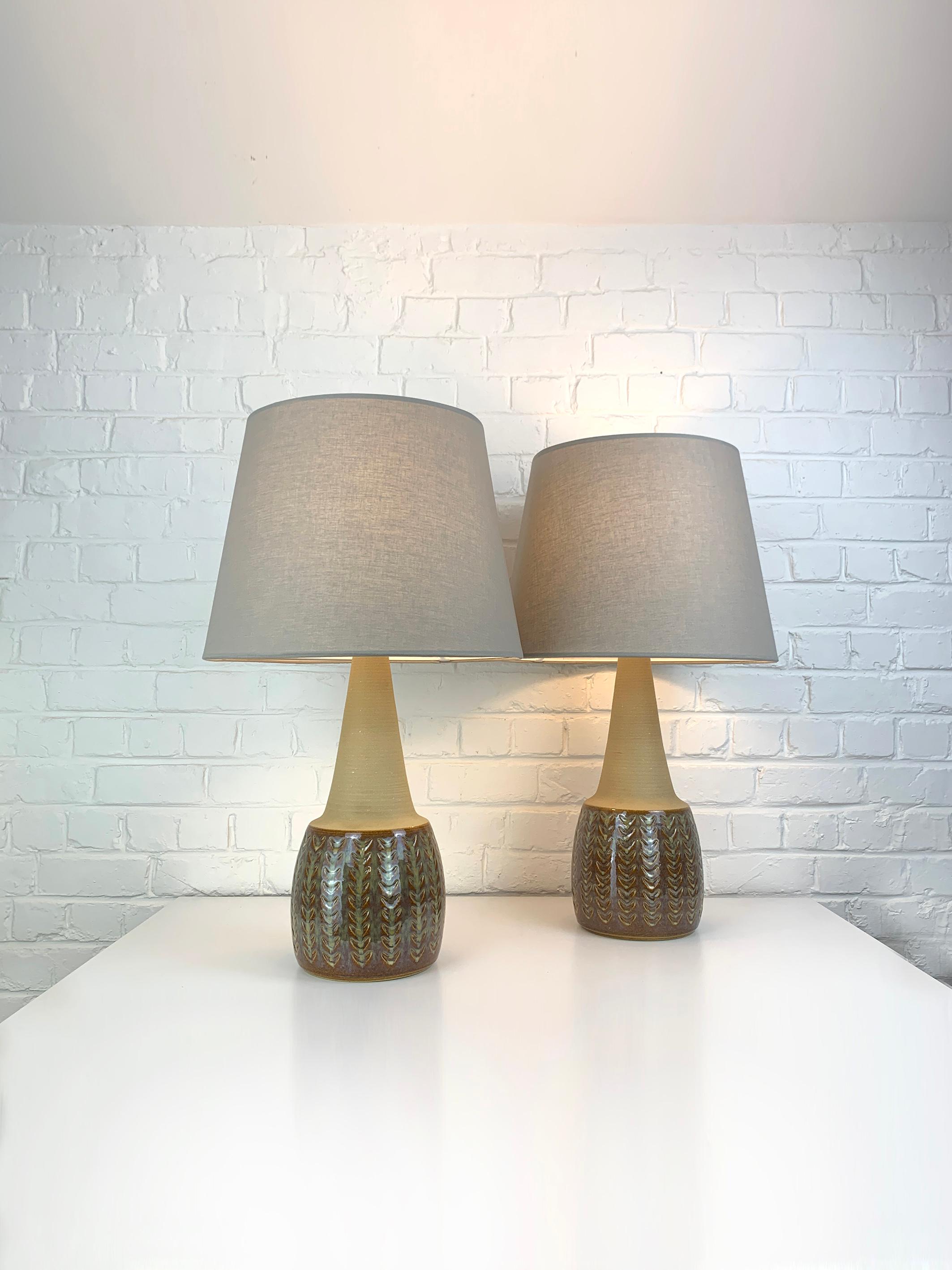 Hand-Crafted Pair Monumental Danish Søholm Stentøj Stoneware Mid-Century lamps Denmark 1960s
