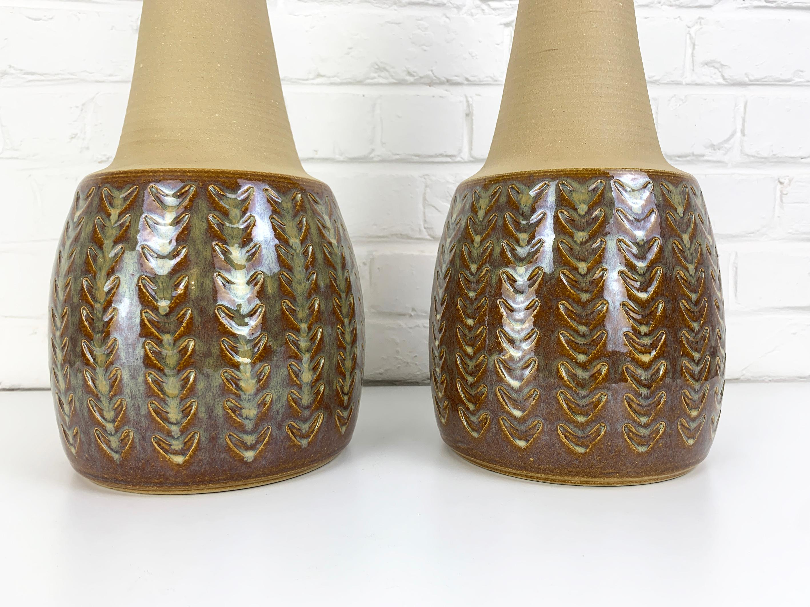 20th Century Pair Monumental Danish Søholm Stentøj Stoneware Mid-Century lamps Denmark 1960s