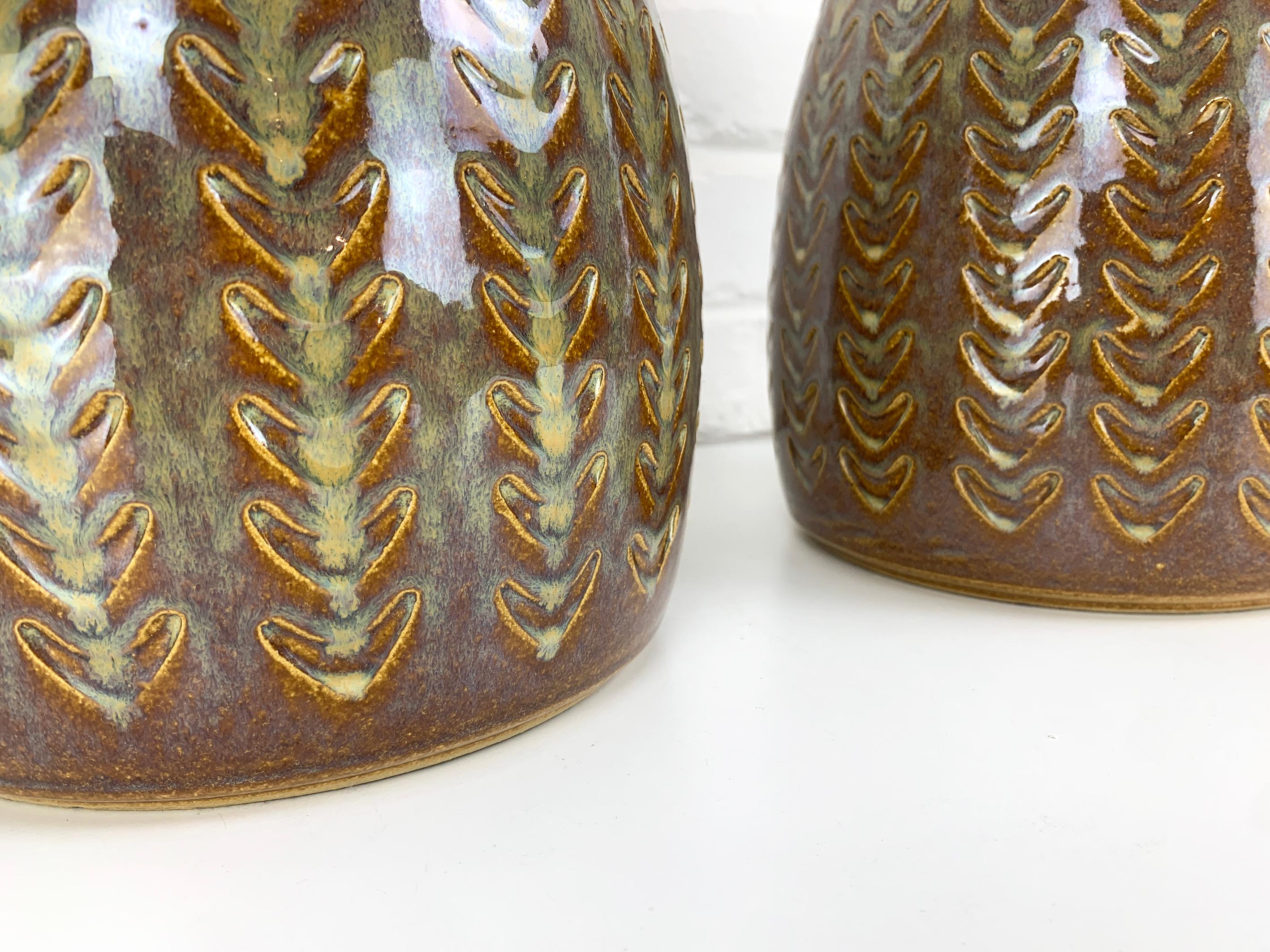 Ceramic Pair Monumental Danish Søholm Stentøj Stoneware Mid-Century lamps Denmark 1960s