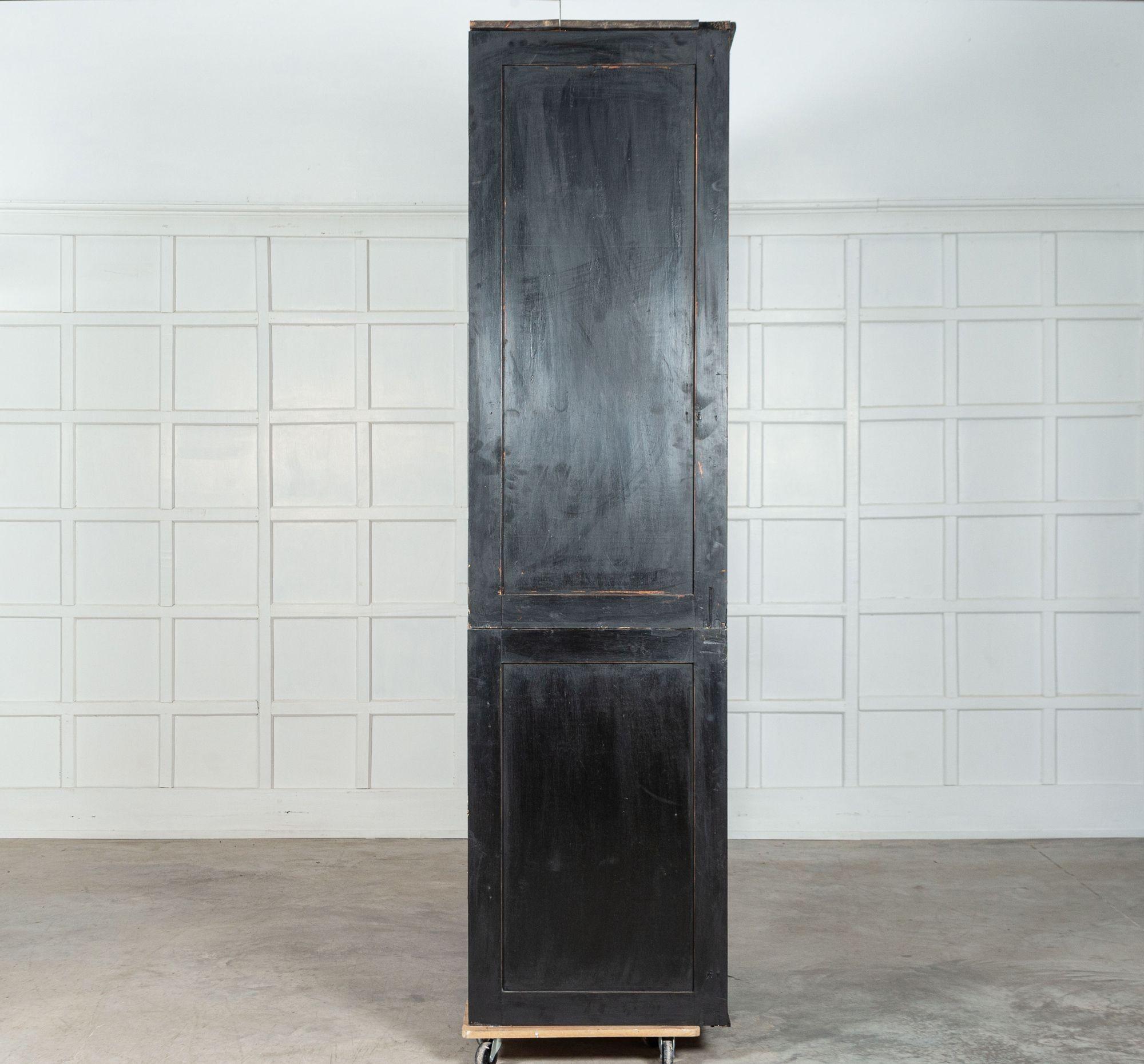 Monumental Ebonised Glazed Pine Housekeepers Cabinet For Sale 5