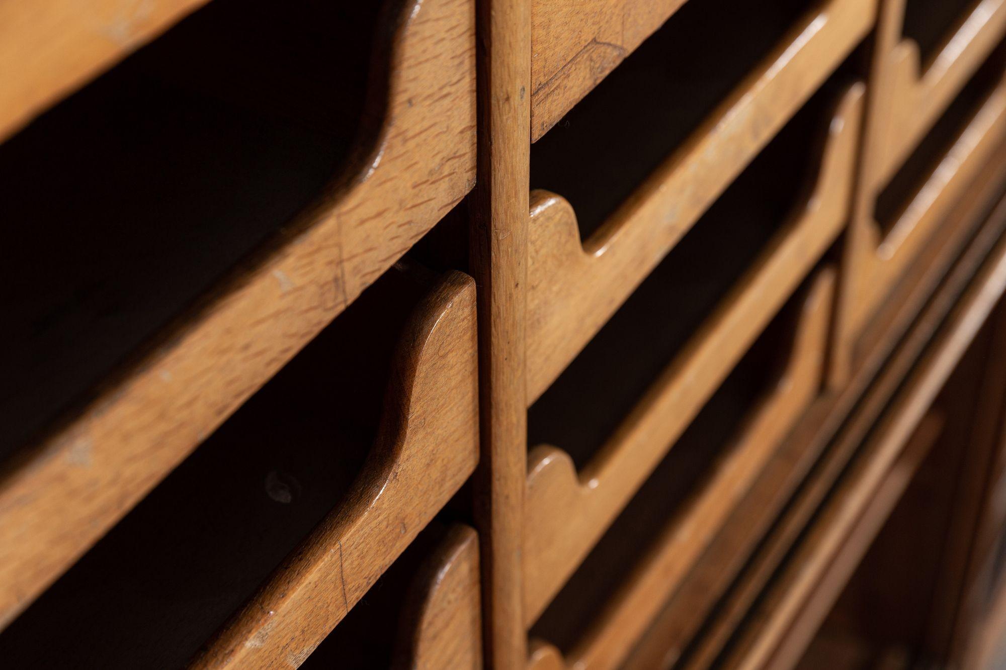 Pair Monumental English Oak Haberdashery Cabinets For Sale 4