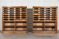 Pair Monumental English Oak Haberdashery Cabinets