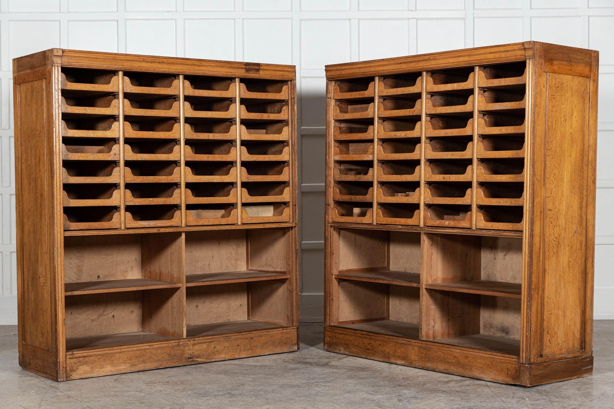 Pair Monumental English Oak Haberdashery Cabinets For Sale 1