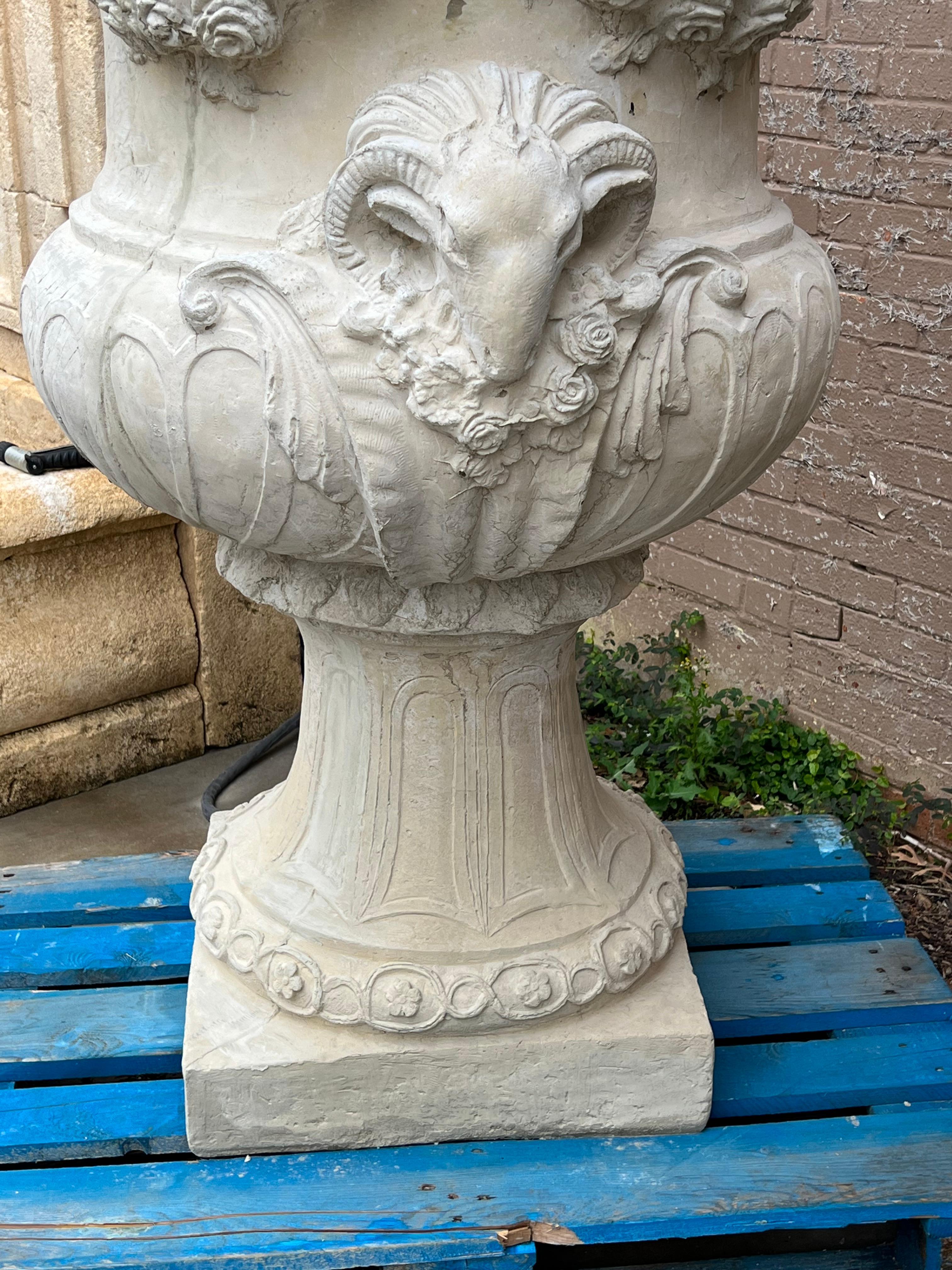 Contemporary Pair Monumental French Cast Chateau Urns, “Vases du Printemps” For Sale