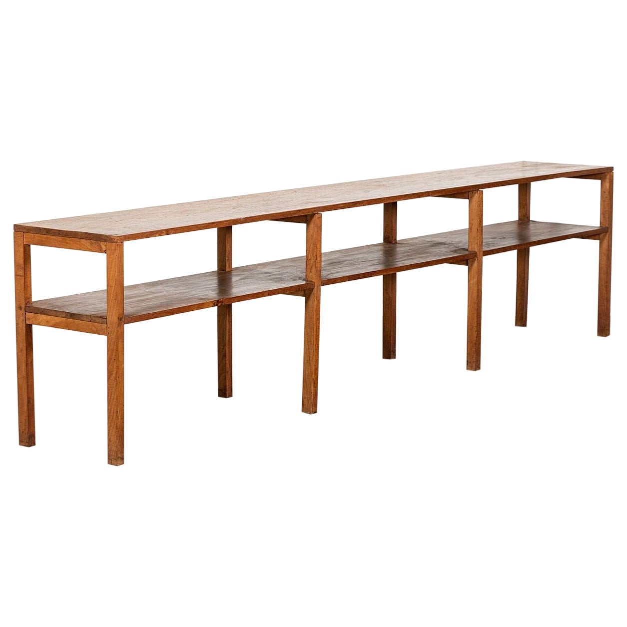 Pair Monumental French Monastery Pine Server Tables For Sale