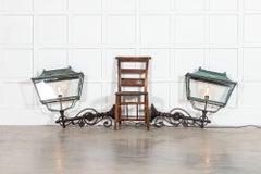 Pair Monumental Georgian Verdigris Lanterns