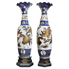 Pair Monumental Japanese Imari vases, 19th Century