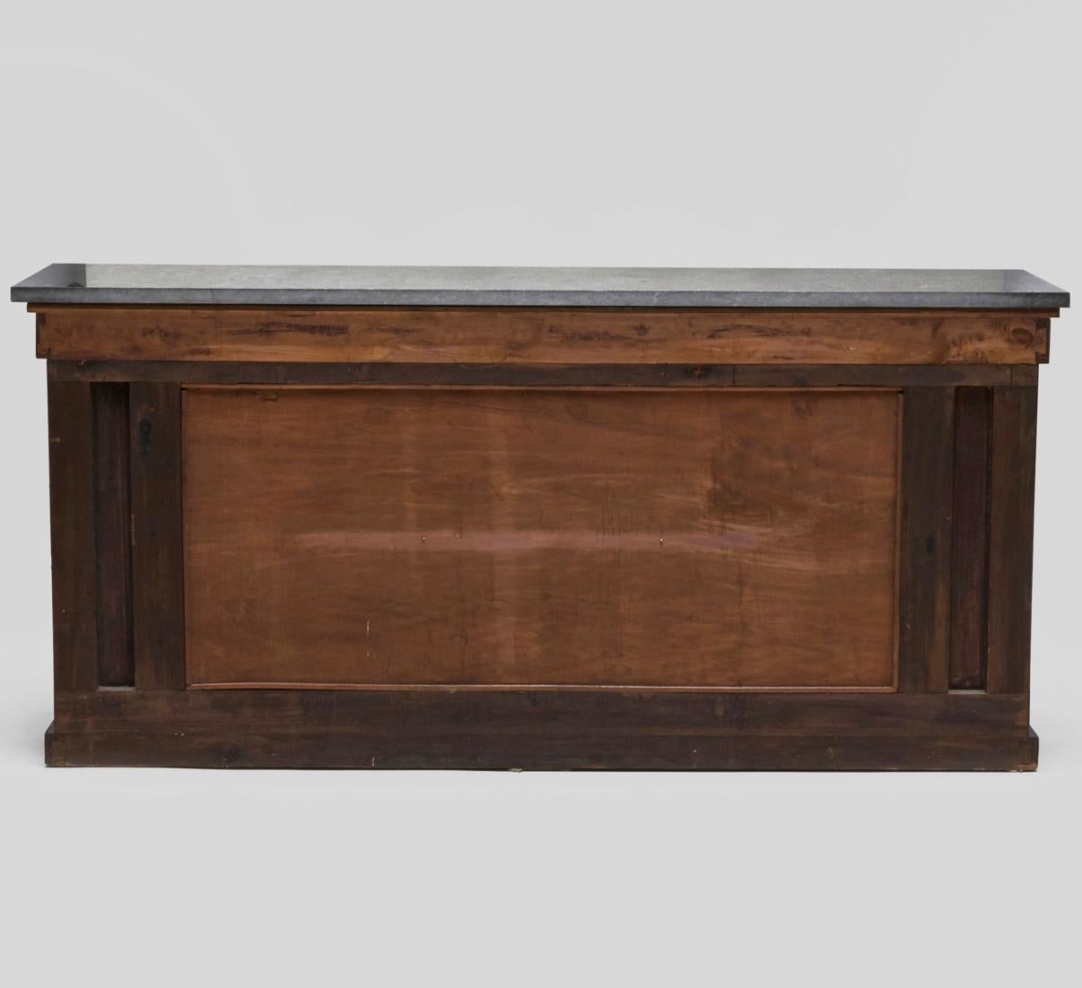 Pair, Monumental Neoclassical Carved, Mirrored Back & Marble Top Console Tables For Sale 6
