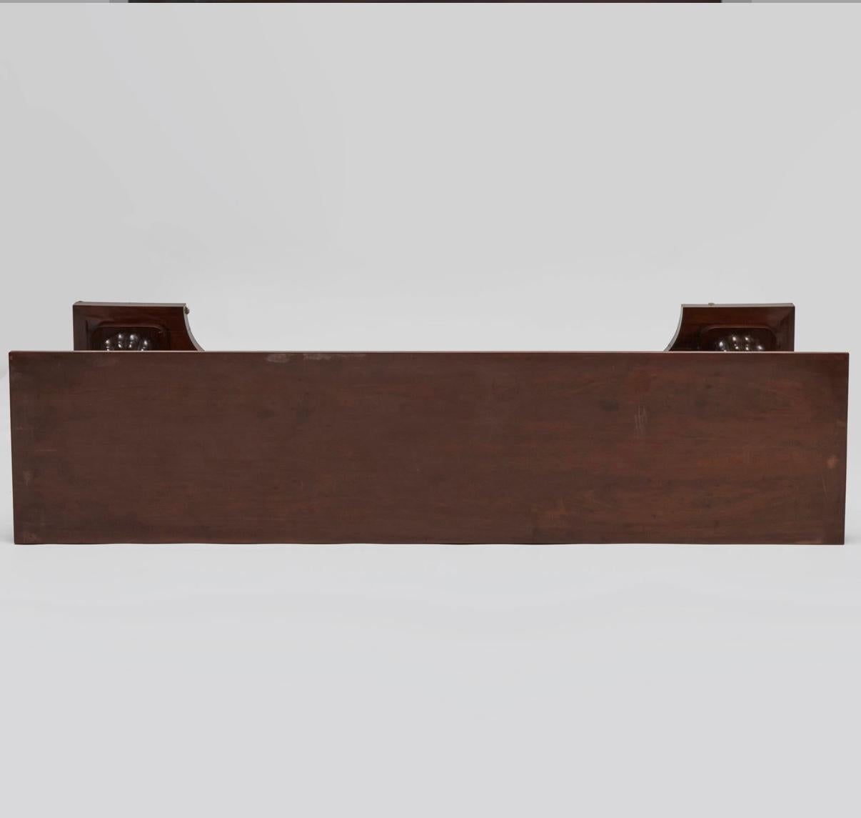 Pair, Monumental Neoclassical Carved, Mirrored Back & Marble Top Console Tables For Sale 1