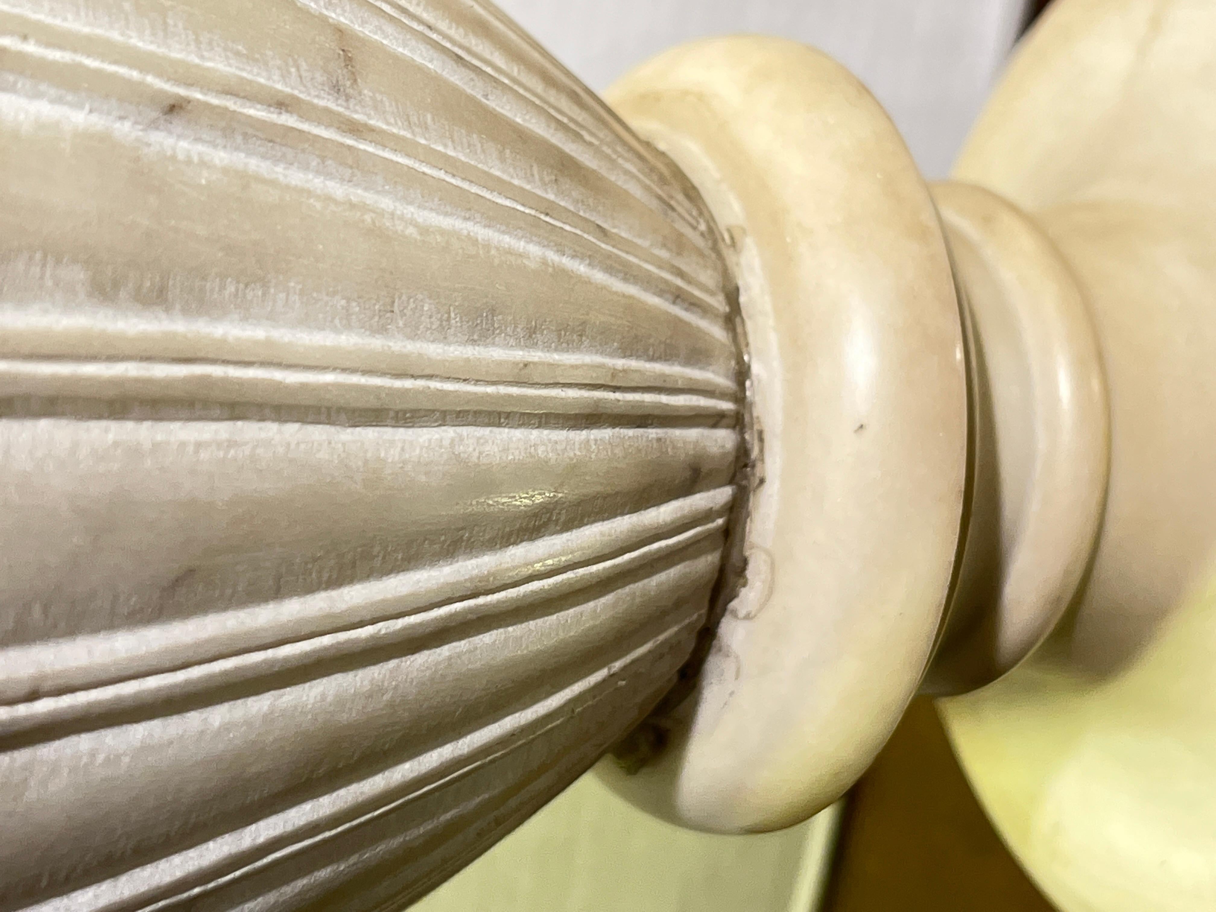 Pair Monumental Neoclassical Carved White Marble Urns For Sale 5