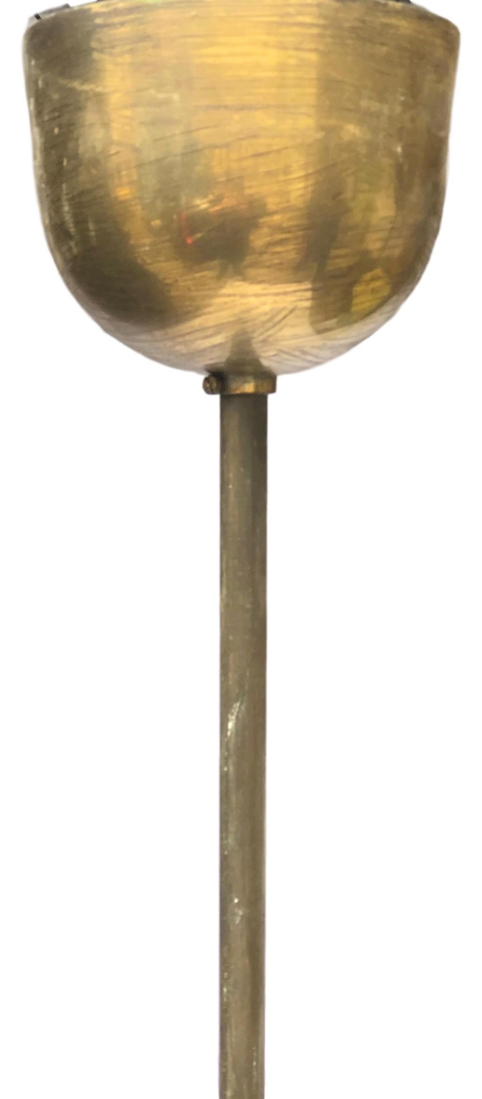 Pair of Monumental Size Brass and Glass Art Deco Chandeliers Vintage, German For Sale 6