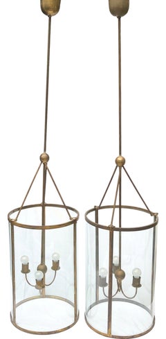Paar Monumentalgröße Messing und Glas Art Deco Kronleuchter Vintage:: Deutsch