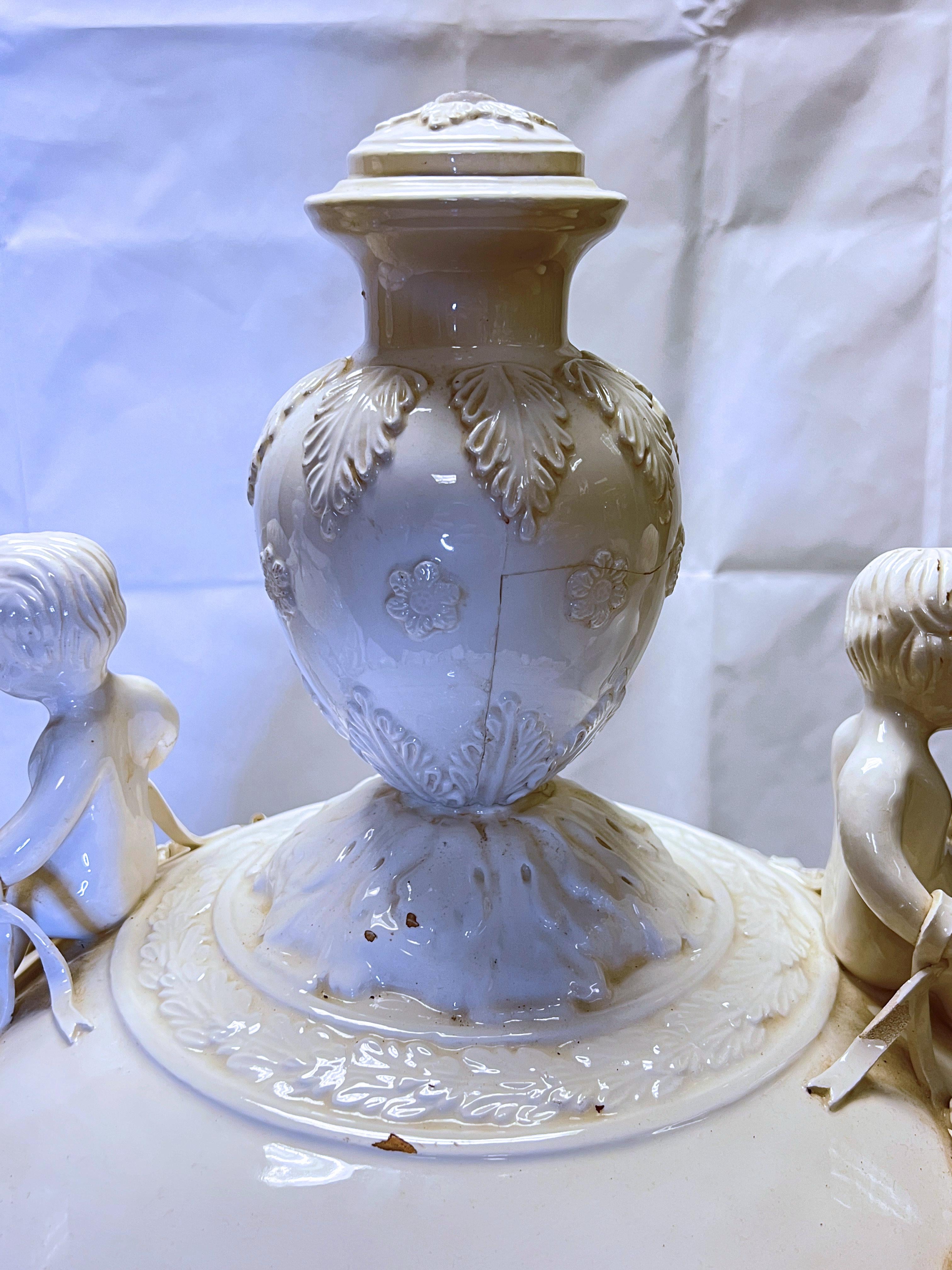Pair Monumental White Glazed Northern European Floor Vases and Covers For Sale 8