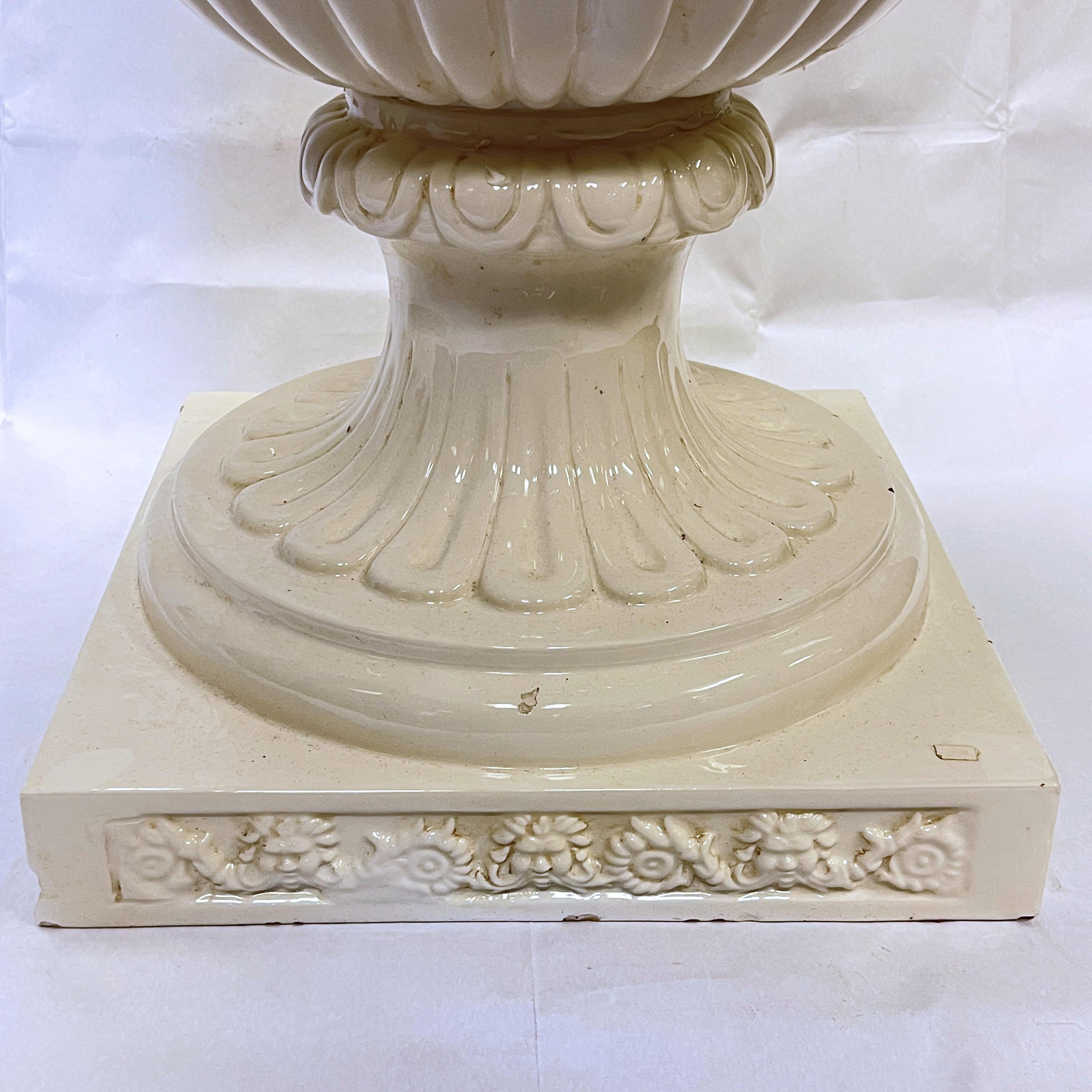 Pair Monumental White Glazed Northern European Floor Vases and Covers For Sale 15