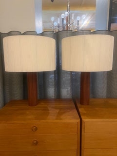 Pair Moragas Gallissa Santa & Cole Mid Century Modern Wood & Ribbon Table Lamps