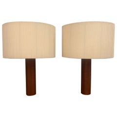 Pair Moragas Gallissa Santa & Cole Mid Century Modern Wood & Ribbon Table Lamps