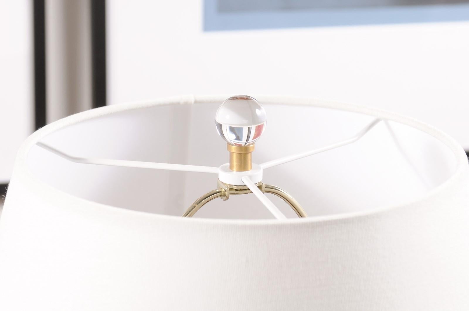 American Pair, Morton Table Lamp in Clear Glass with Linen Shade For Sale