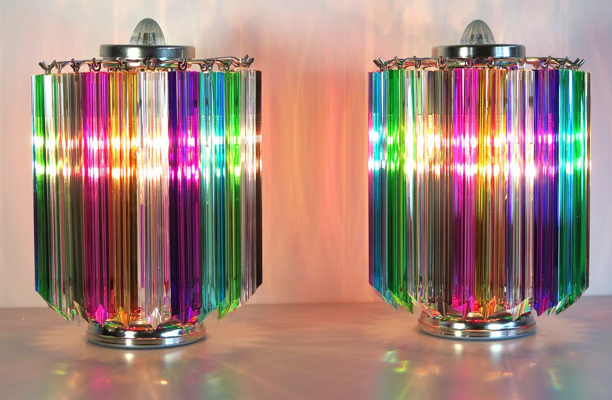 20th Century Pair of Multi-Color Quadriedri Table Lamp, Murano, 1990s For Sale