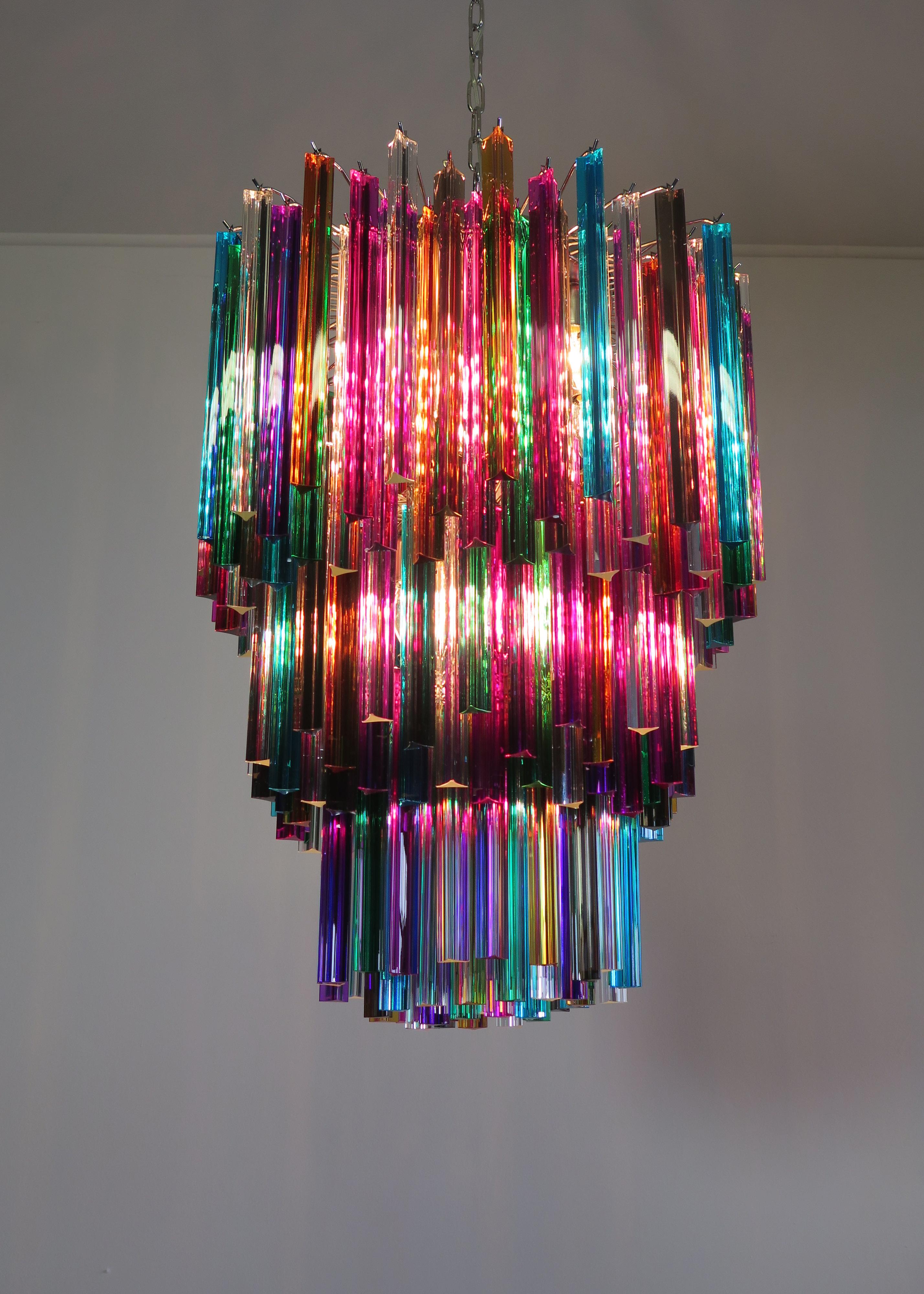 Pair Multicolor Arlecchino Murano Chandeliers For Sale 9