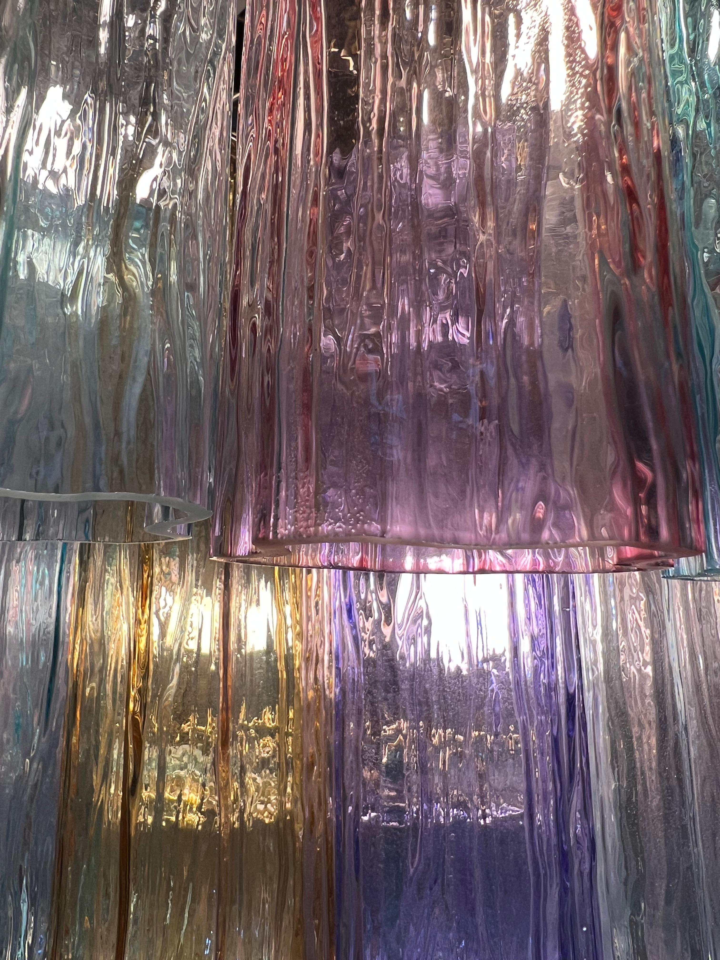 Pair Multicolor Murano Chandelier by Valentina Planta For Sale 2