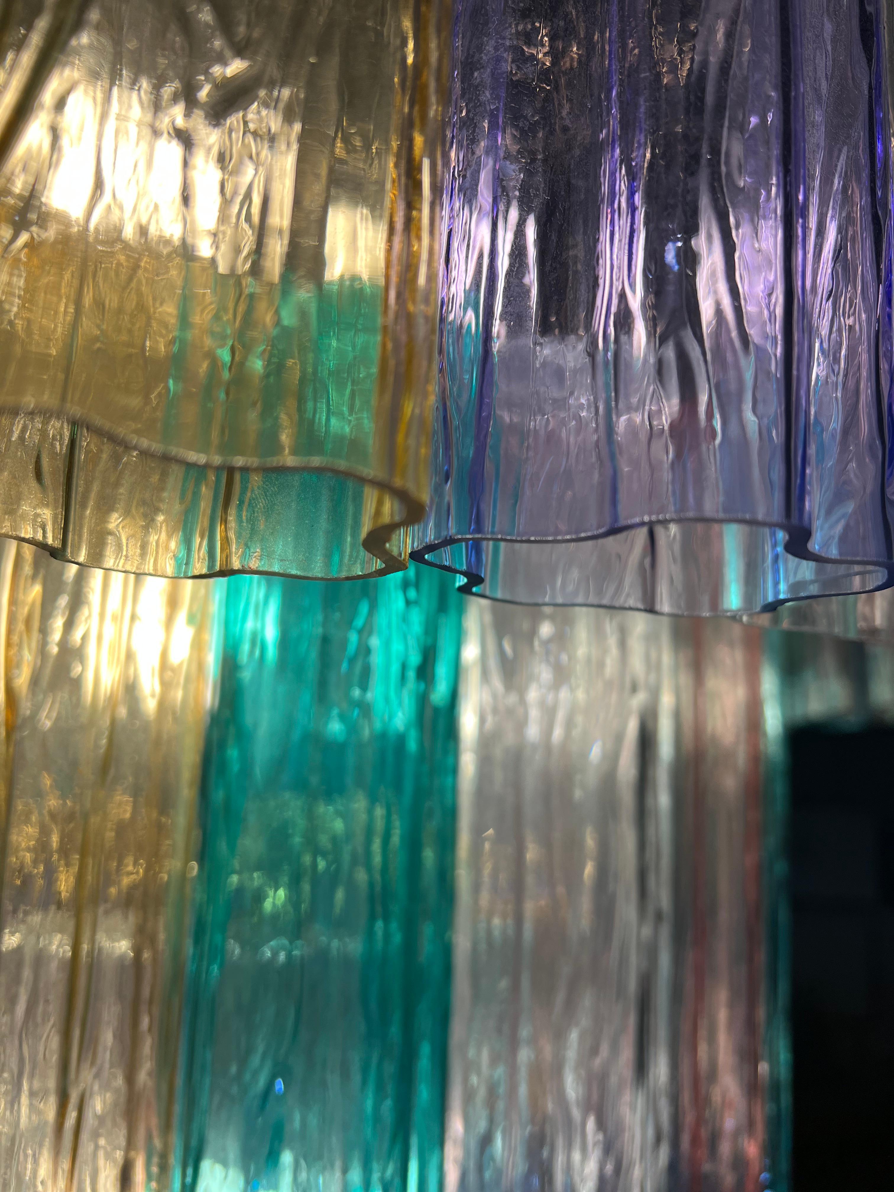 Pair Multicolor Chandeliers by Valentina Planta. Murano For Sale 7
