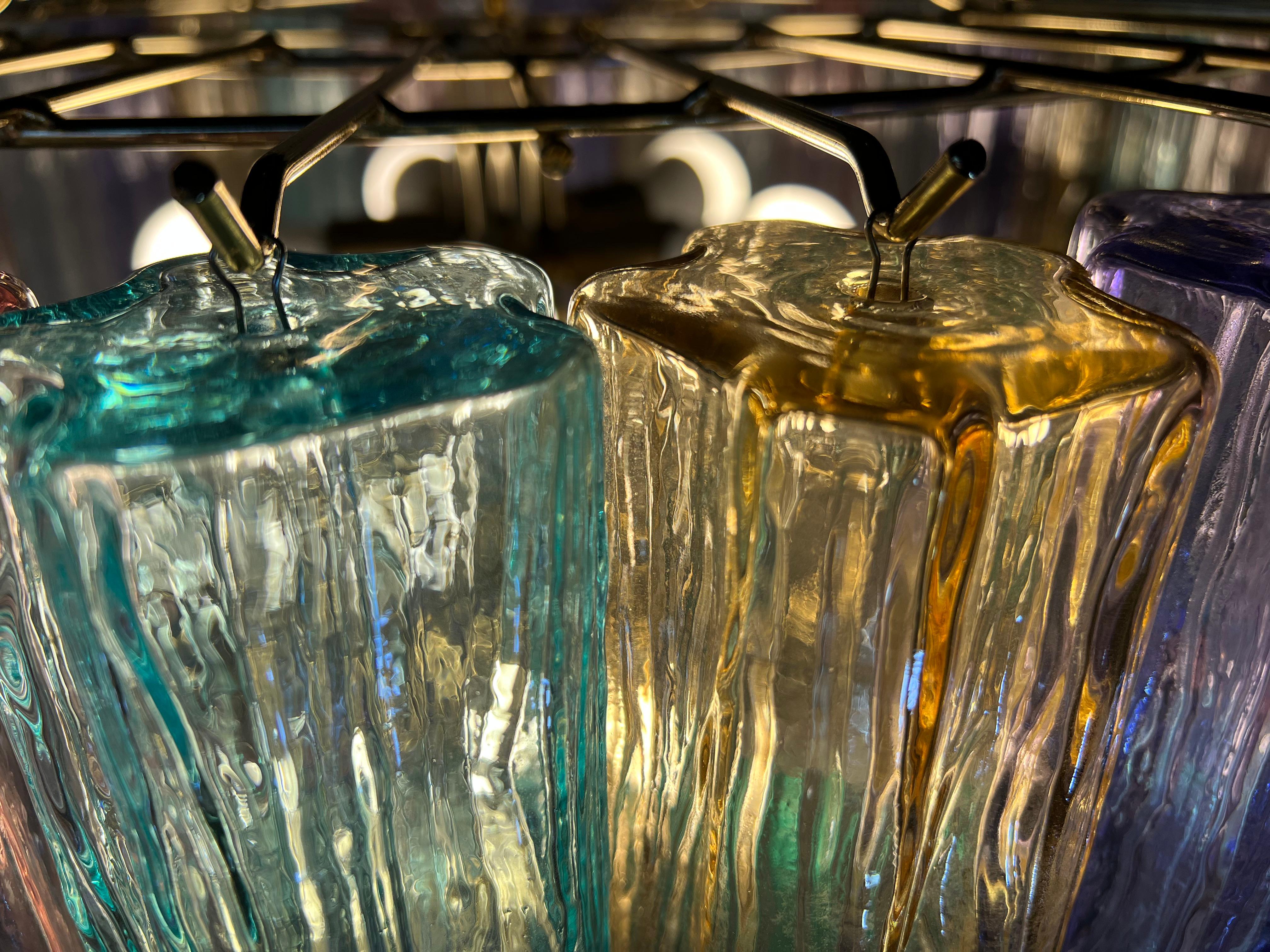 Pair Multicolor Chandeliers by Valentina Planta. Murano For Sale 10