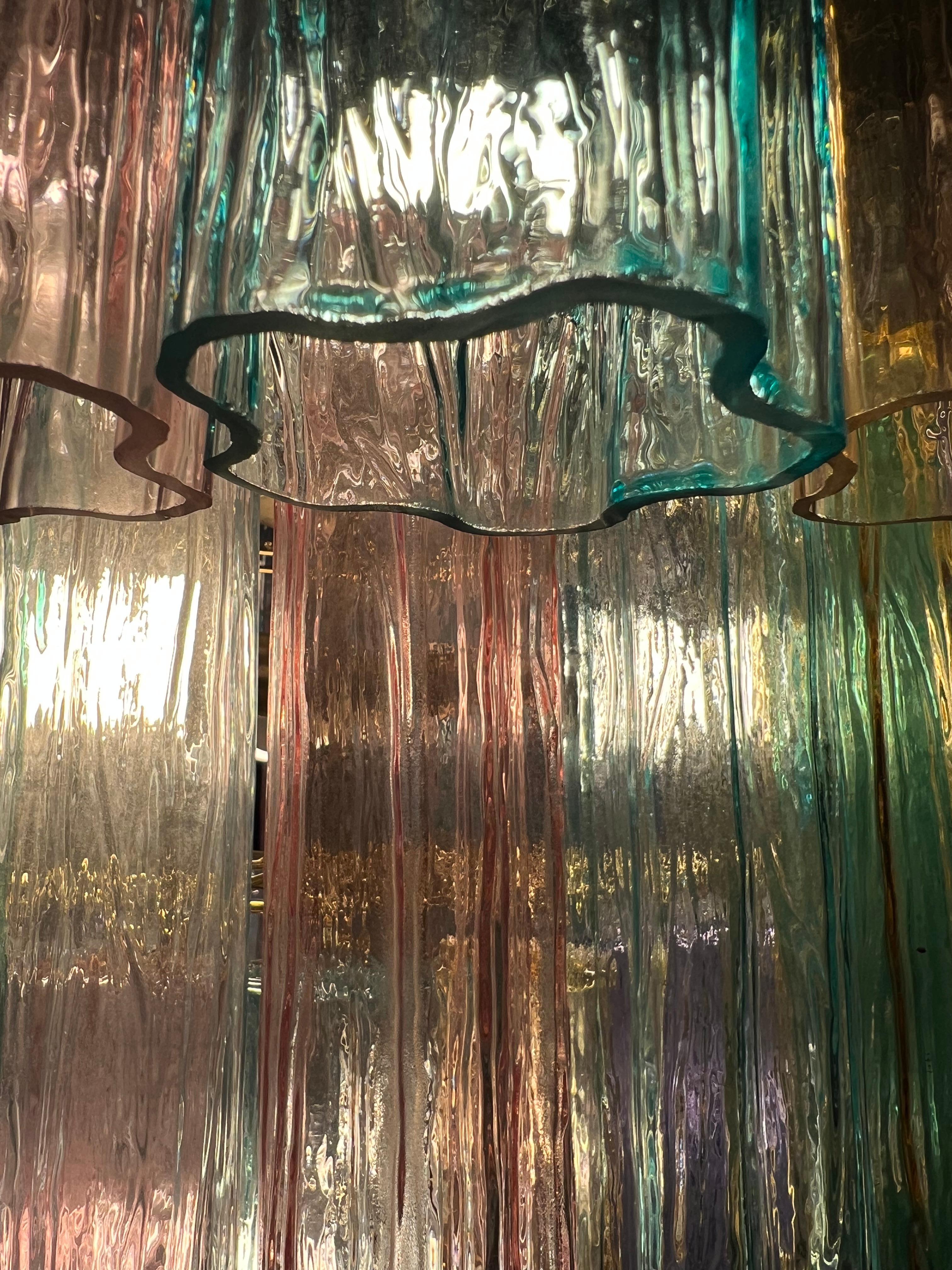 Pair Multicolor Chandeliers by Valentina Planta. Murano For Sale 12