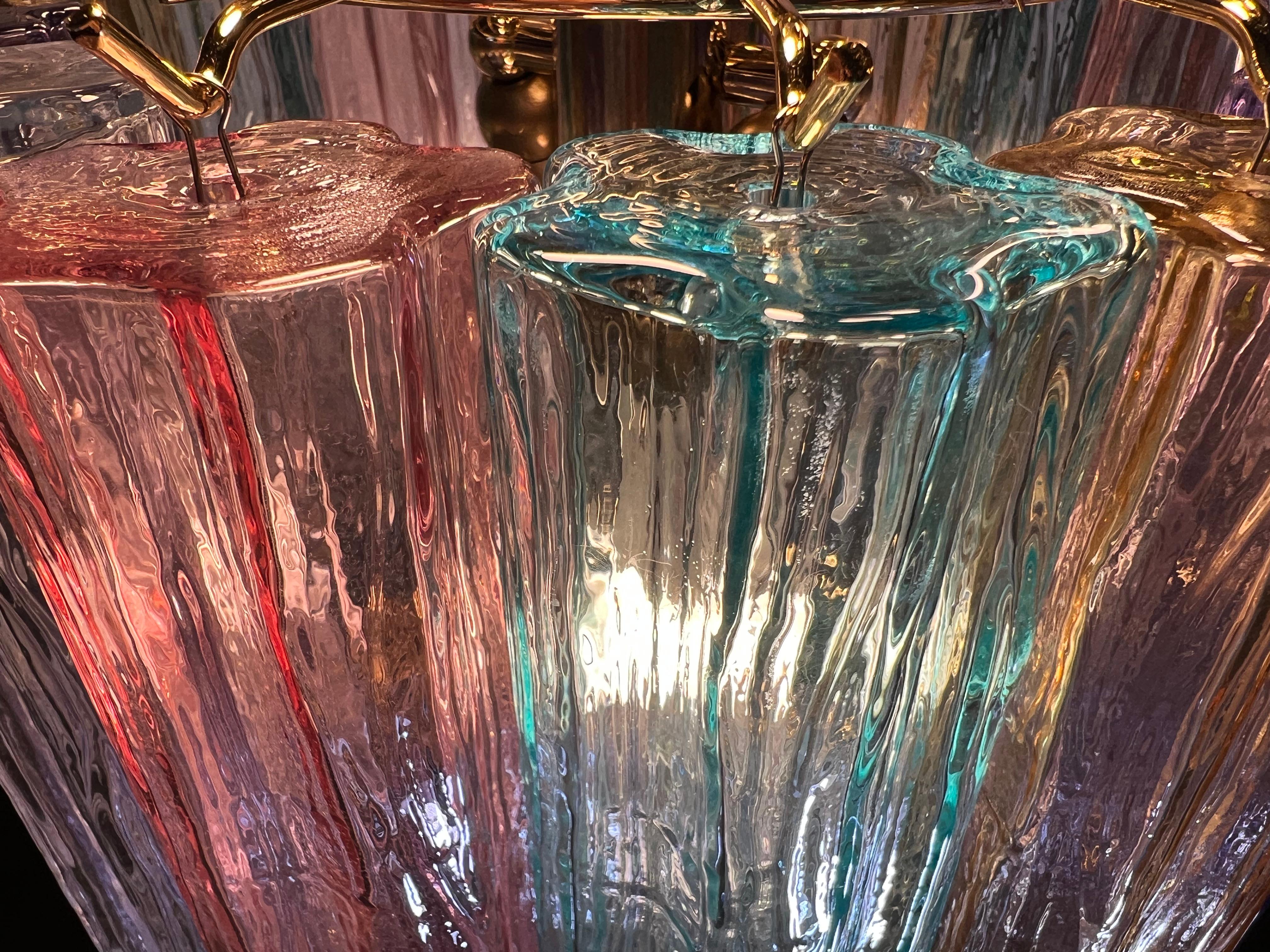 Pair Multicolor Chandeliers by Valentina Planta. Murano For Sale 1