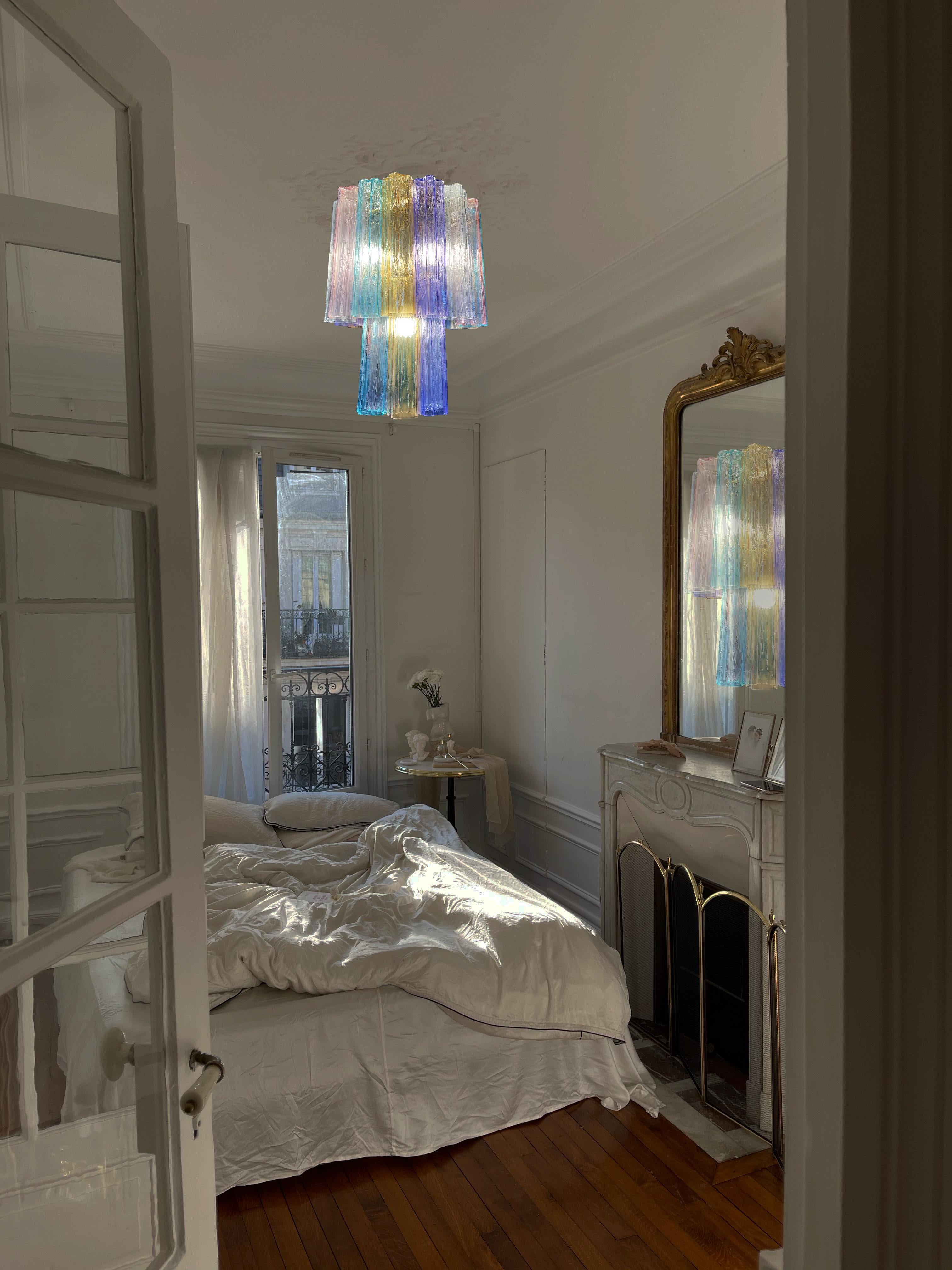 Pair Multicolor Chandeliers by Valentina Planta. Murano For Sale 2