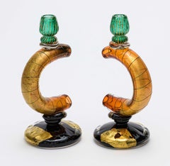 Pair of Murano Art Glass Candle Holders