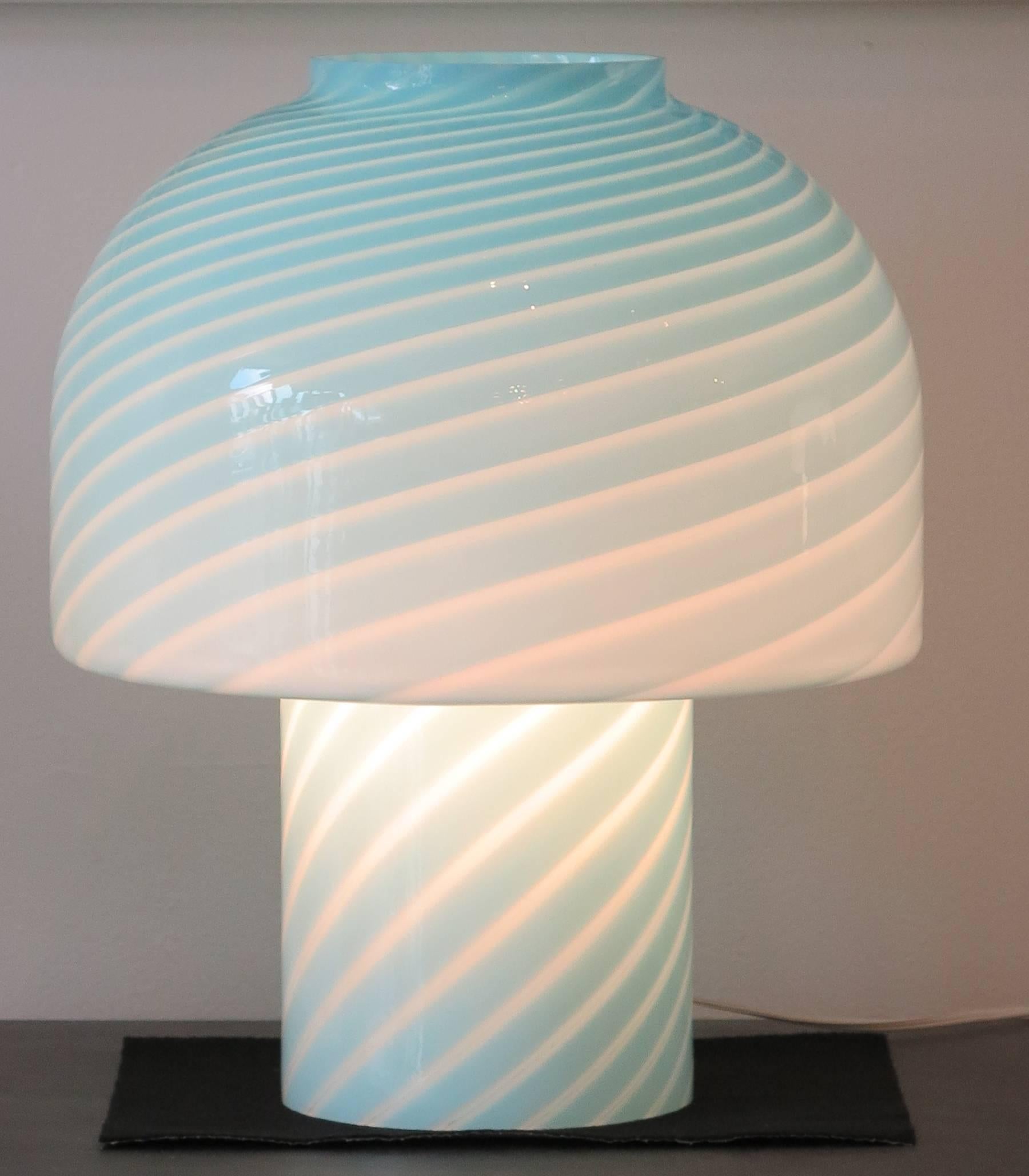 Beautiful blue colored Murano table lamps. Could be used as either bedside lamps or in the living room.