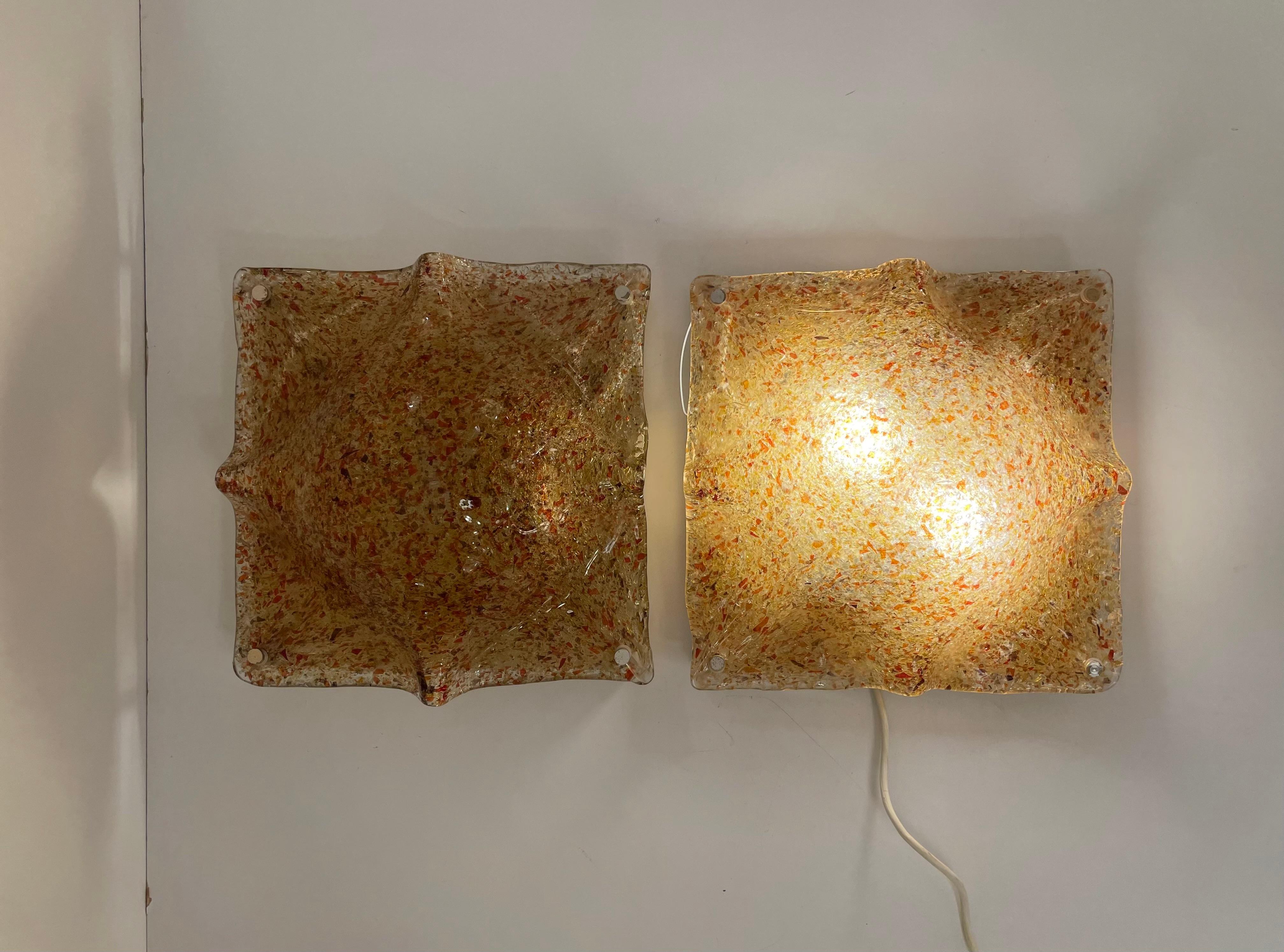 Paire de plafonniers ou appliques de Murano, 1970 en vente 10