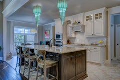 Pair Murano Chandeliers Crystal Prism, Murano