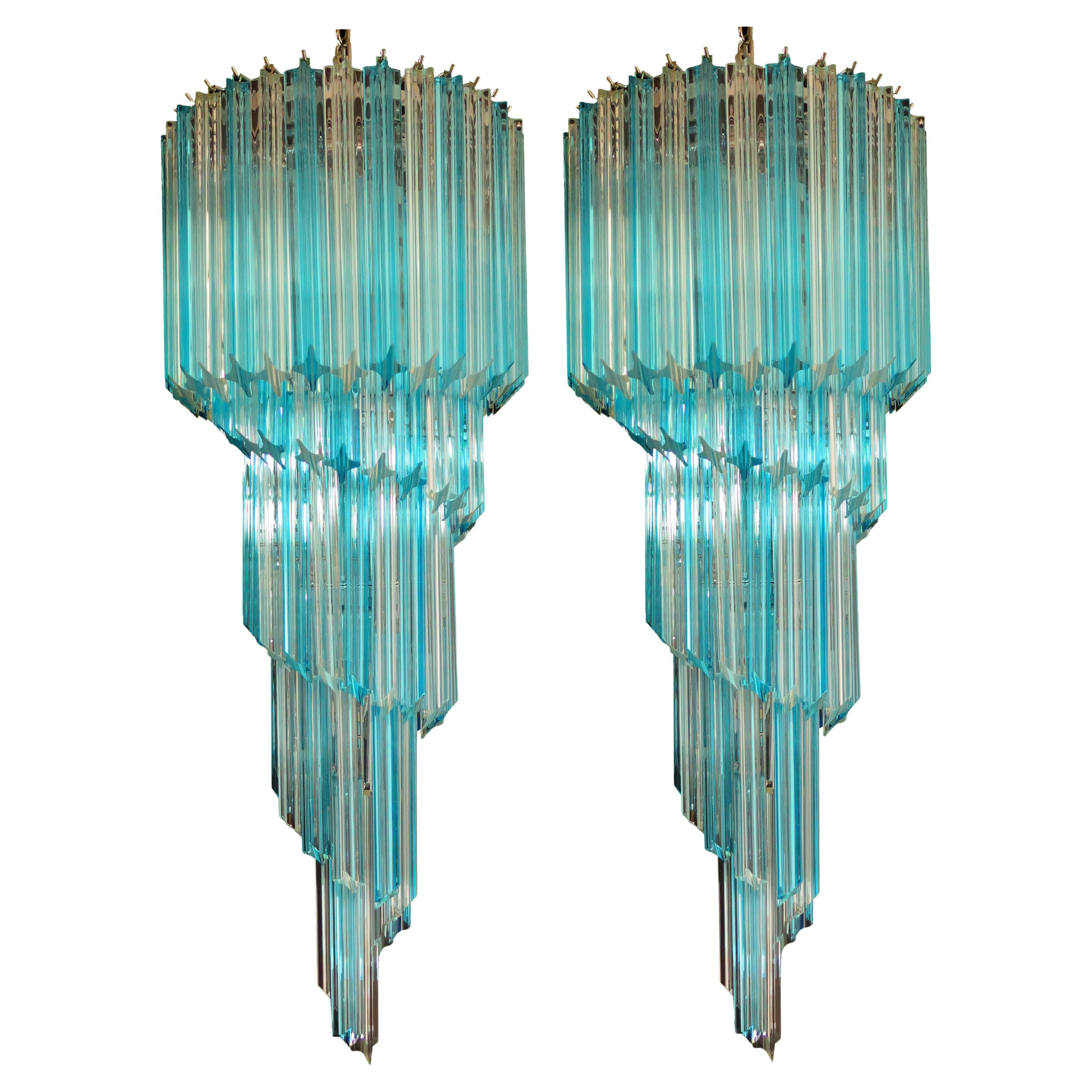 Pair Murano Chandeliers Crystal Prism, Murano For Sale