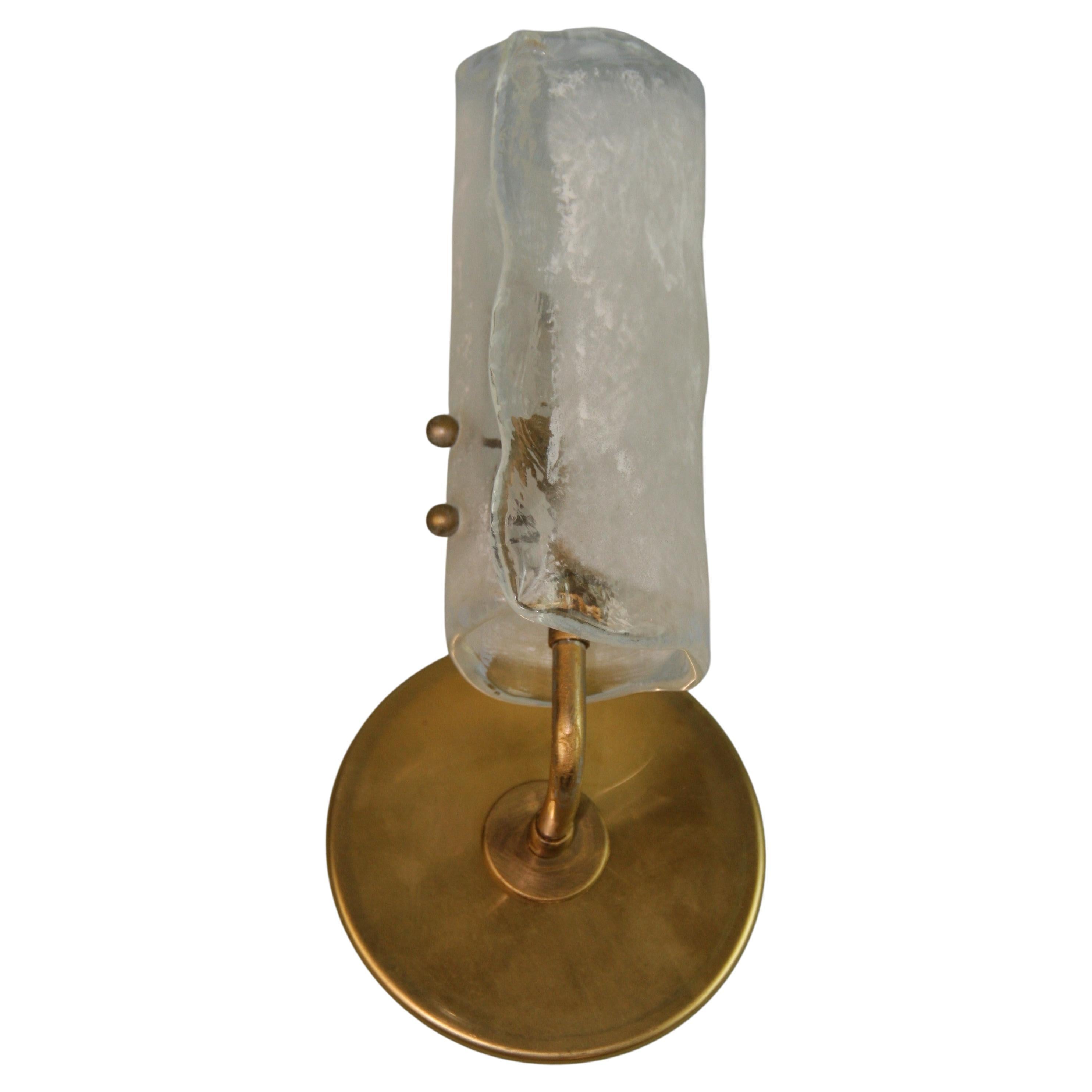 Pair Murano Curved and Frosted Hand Formed Glass Sconces, '3 Pair Available' For Sale