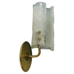 Pair Murano Curved and Frosted Hand Formed Glass Sconces, 
3 Pair Available
